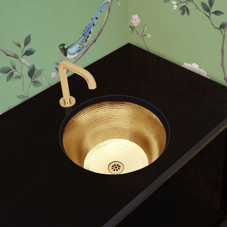 polished unlacquered brass sink