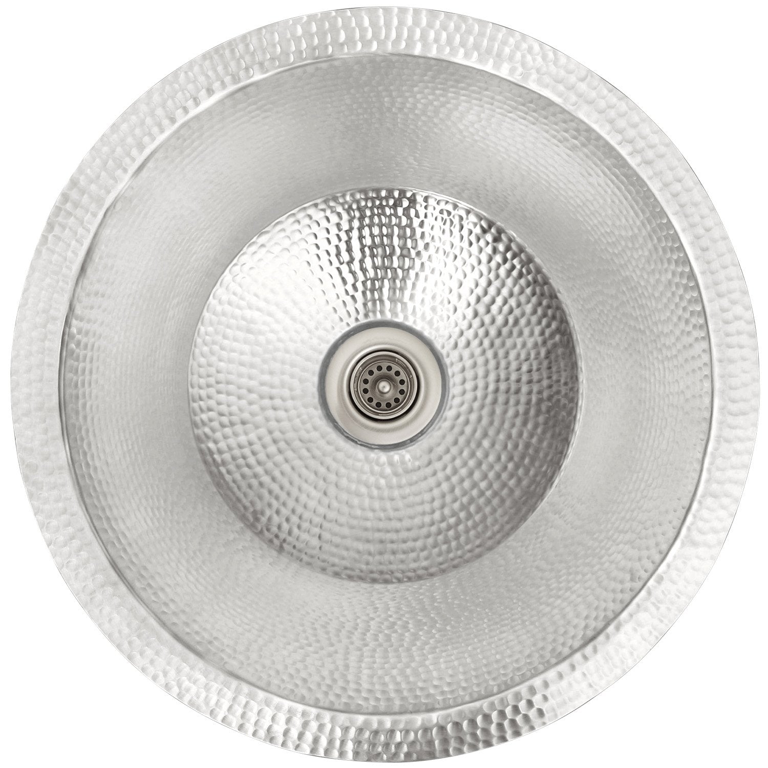 Linkasink Hammered Small Round Flat Bottom Bar/Utility Sink 16"