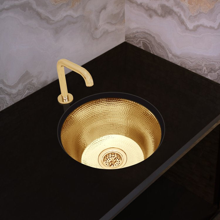 polished unlacquered brass sink