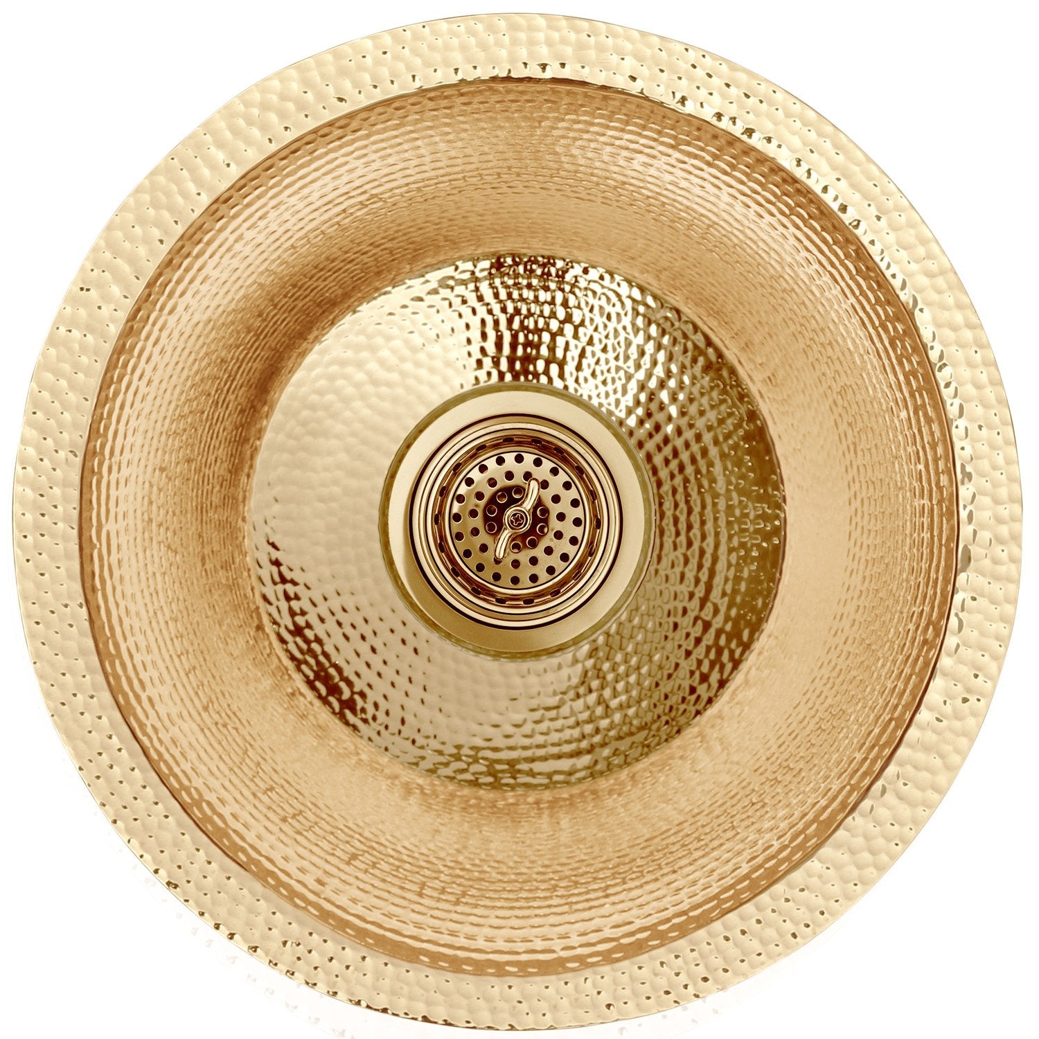 Linkasink Hammered Small Round Flat Bottom Bar/Utility Sink 16"