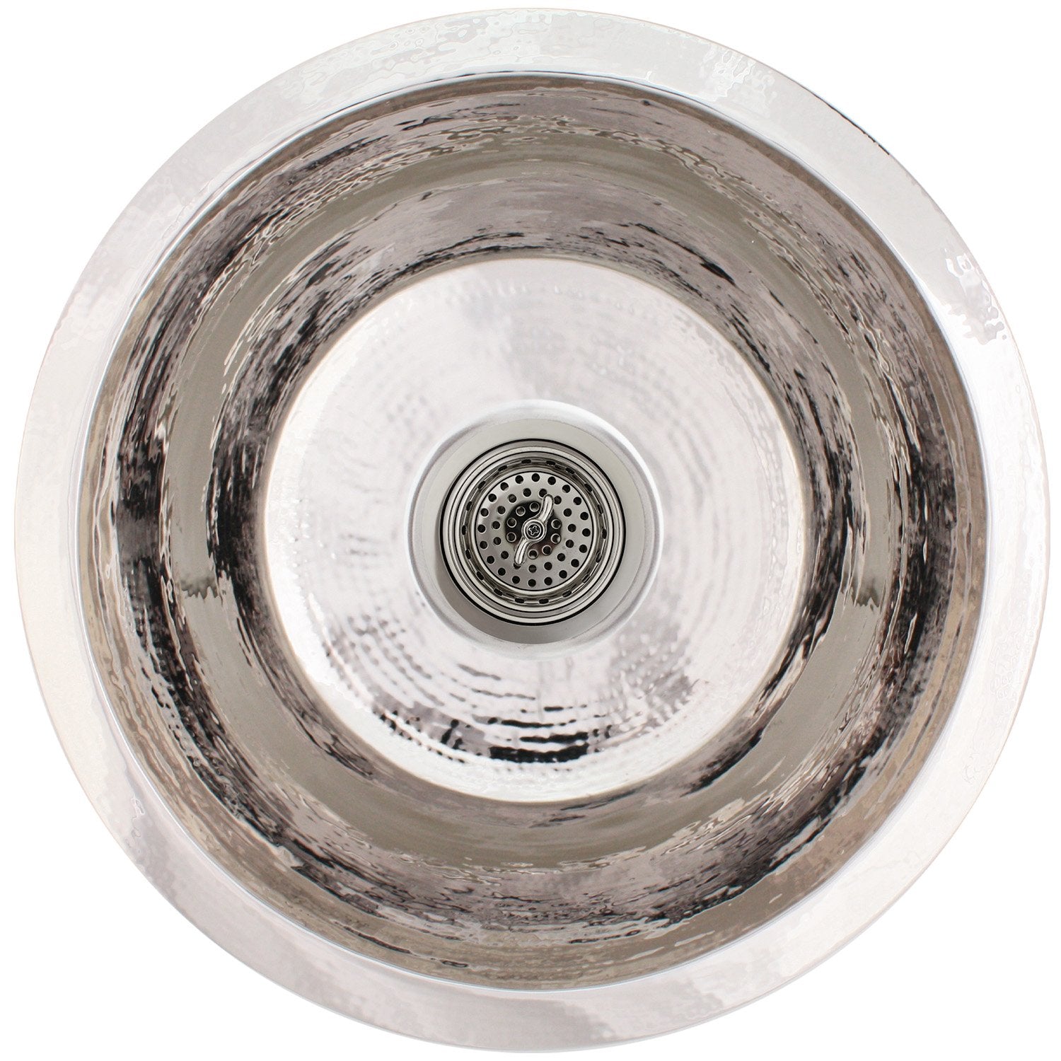 Linkasink Hammered Small Round Flat Bottom Bar/Utility Sink 16"