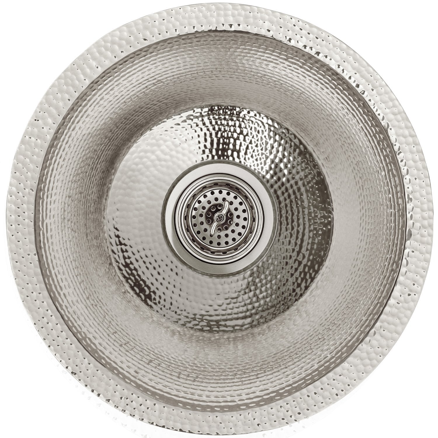 Linkasink Hammered Small Round Flat Bottom Bar/Utility Sink 16"