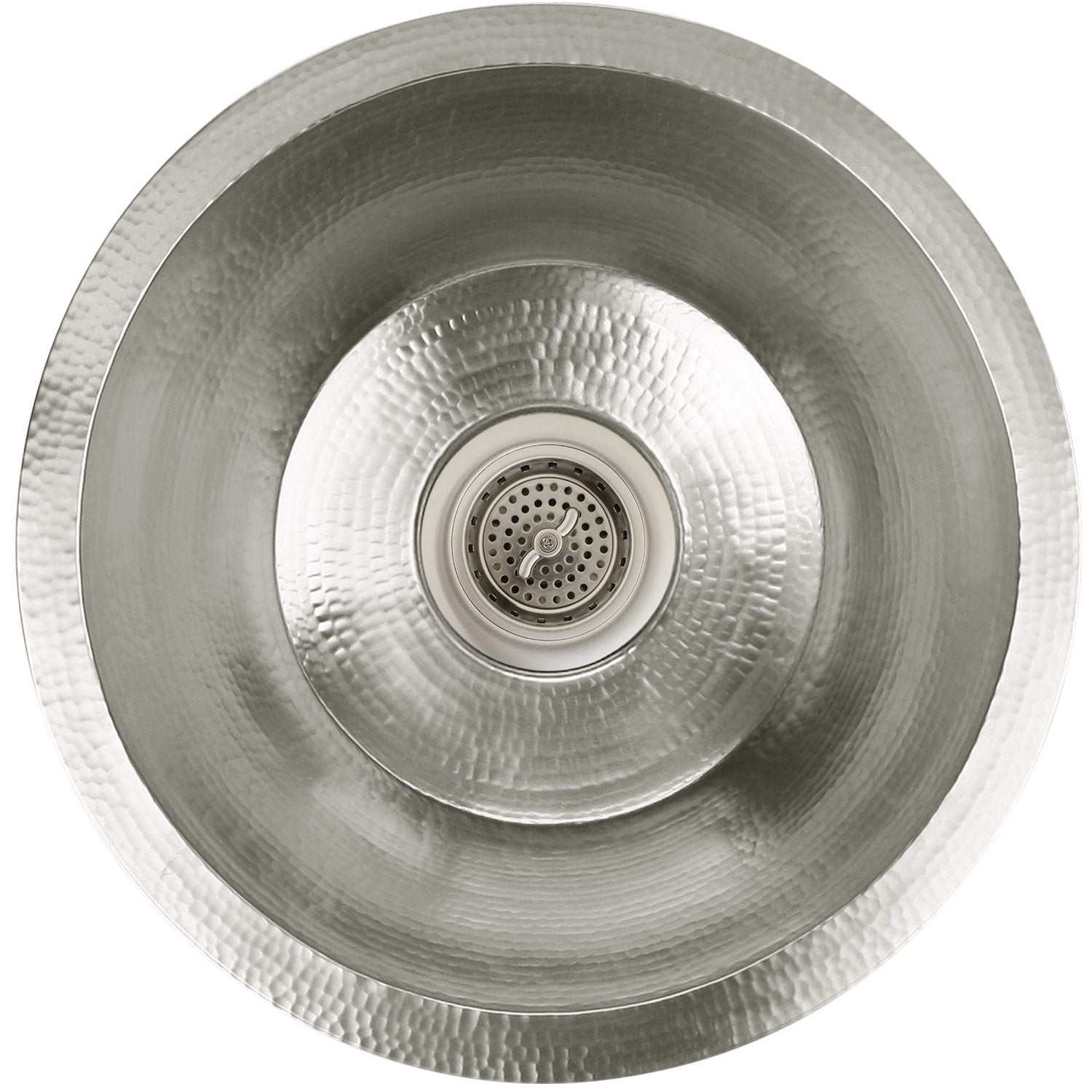 Linkasink Hammered Small Round Flat Bottom Bar/Utility Sink 16"