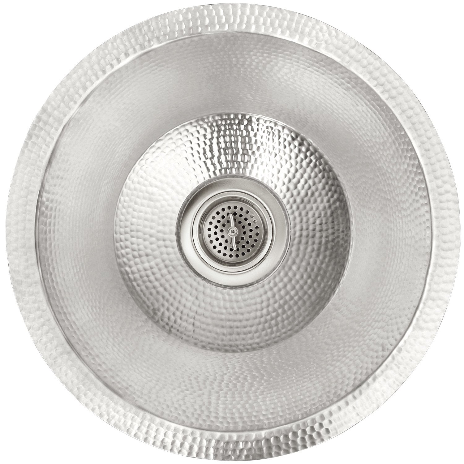 Linkasink Hammered Small Round Flat Bottom Bar/Utility Sink 16"