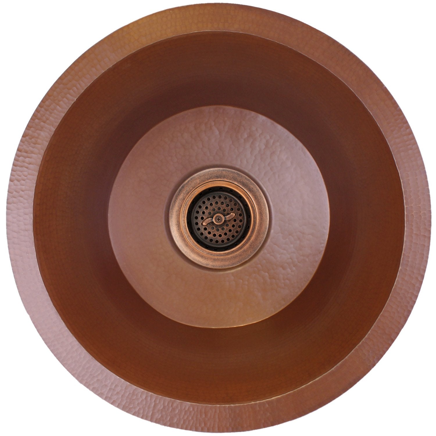 Linkasink Hammered Small Round Flat Bottom Bar/Utility Sink 16"