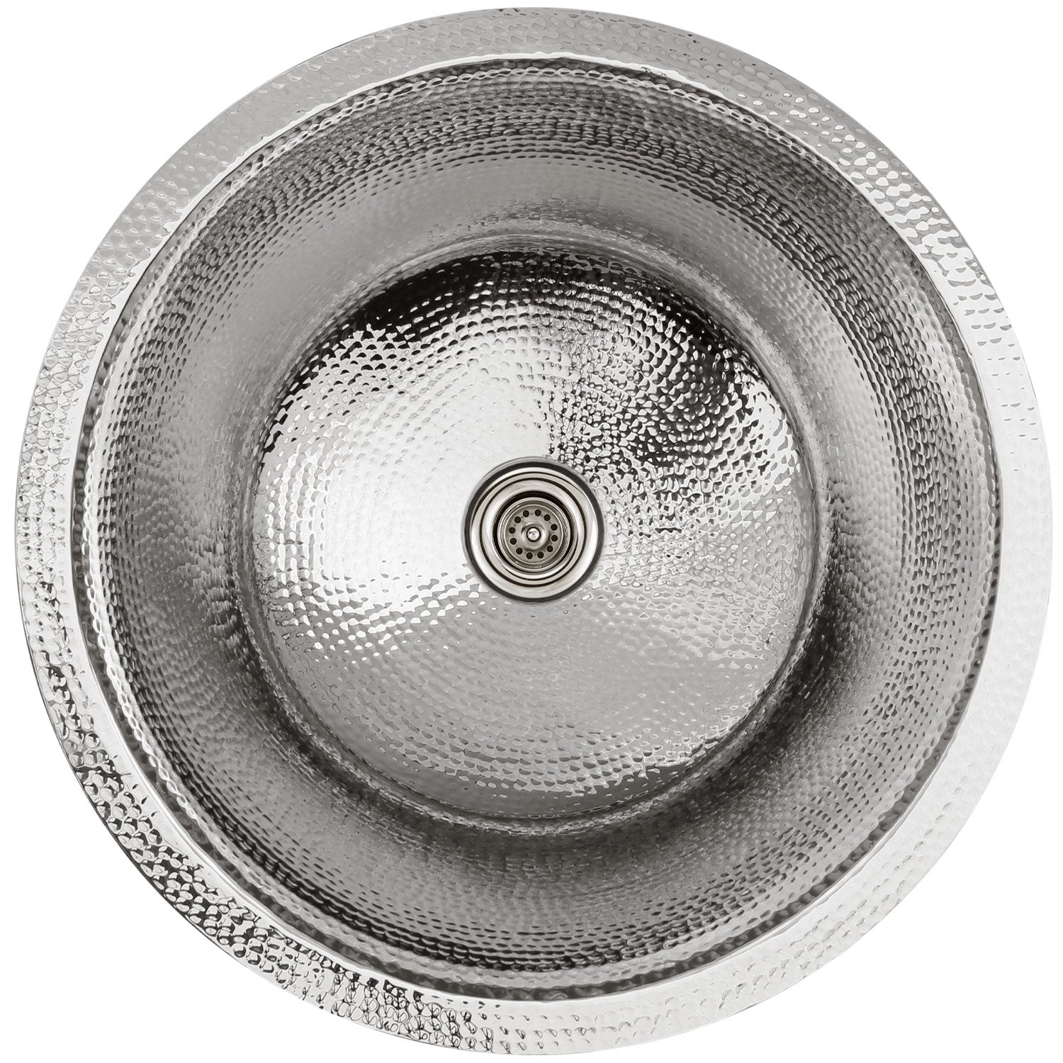 Linkasink Hammered Large Round Flat Bottom Bar/Utility Sink 19"