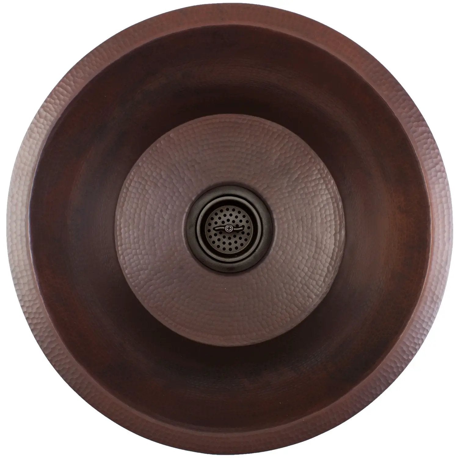 Linkasink Hammered Large Round Flat Bottom Bar/Utility Sink 19" by Linkasink
