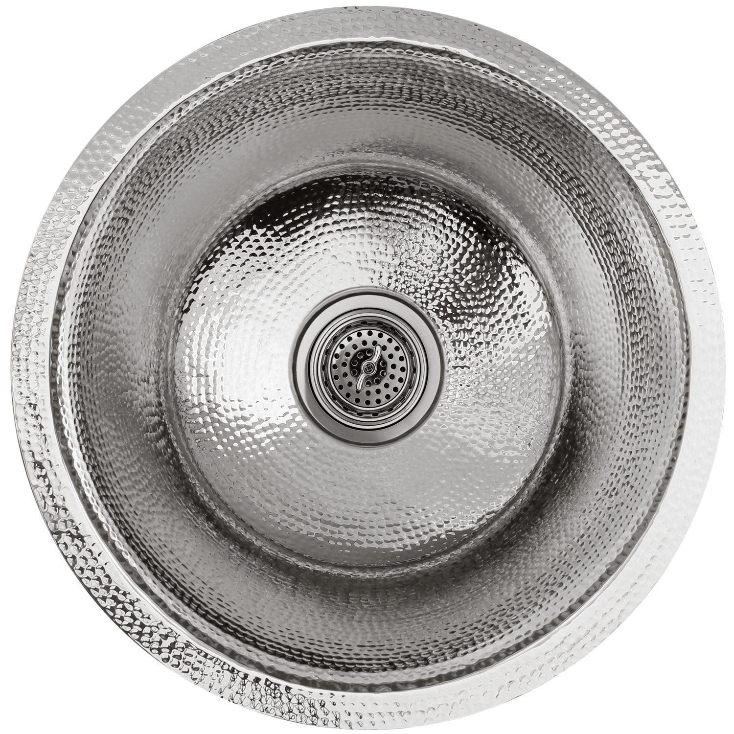 Linkasink Hammered Large Round Flat Bottom Bar/Utility Sink 19"