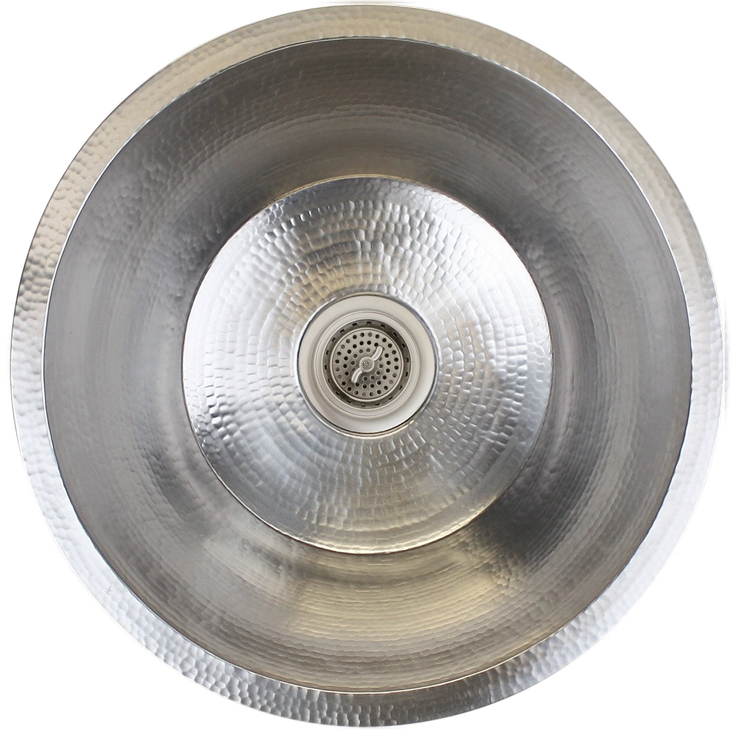 Linkasink Hammered Large Round Flat Bottom Bar/Utility Sink 19"