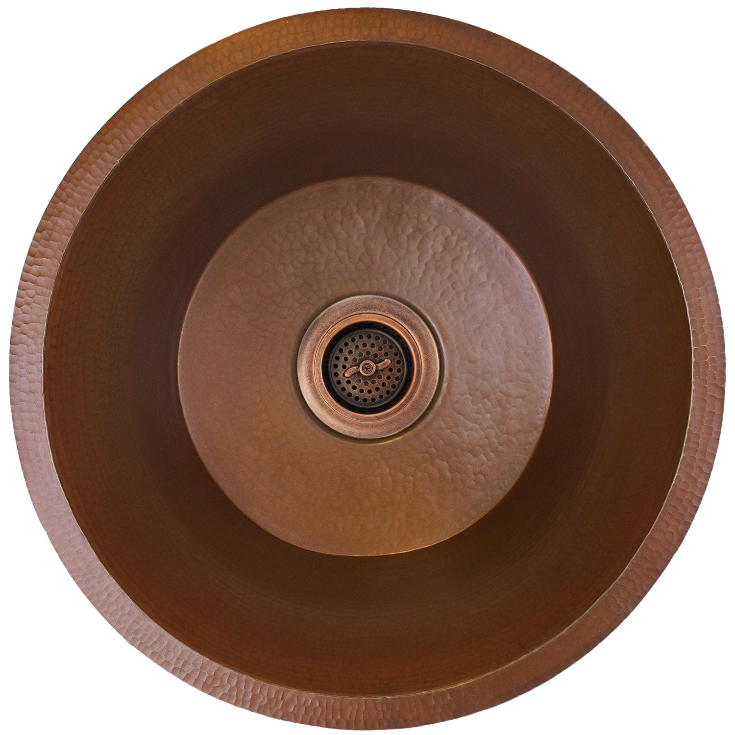 Linkasink Hammered Large Round Flat Bottom Bar/Utility Sink 19"