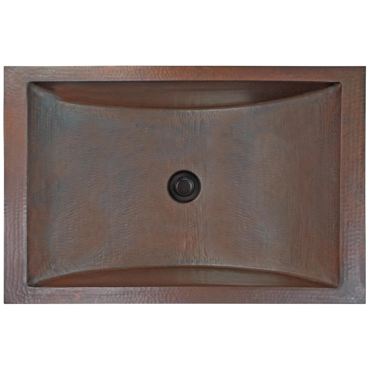 Linkasink Hammered Rectangular Crescent Drop-In or Undermount Sink 21" by Linkasink