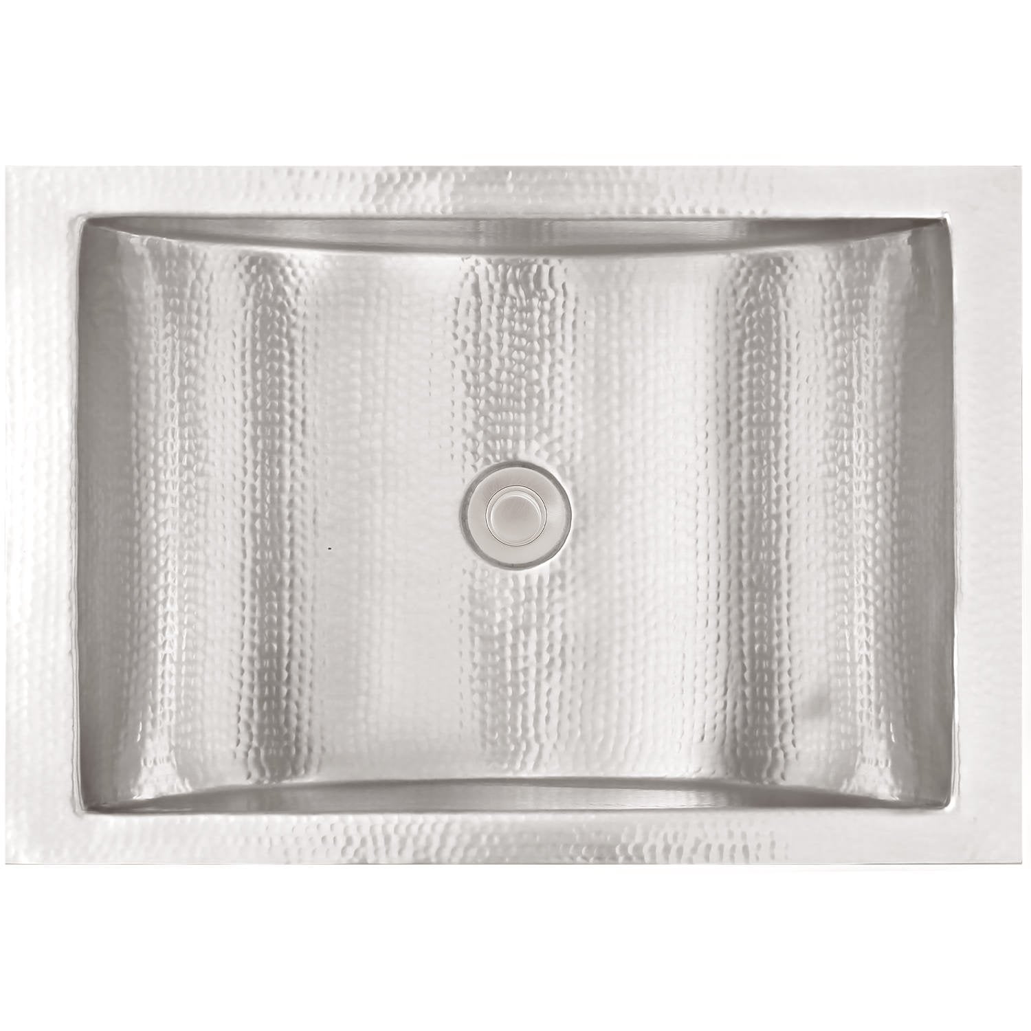Linkasink Hammered Rectangular Crescent Drop-In or Undermount Sink 21" by Linkasink