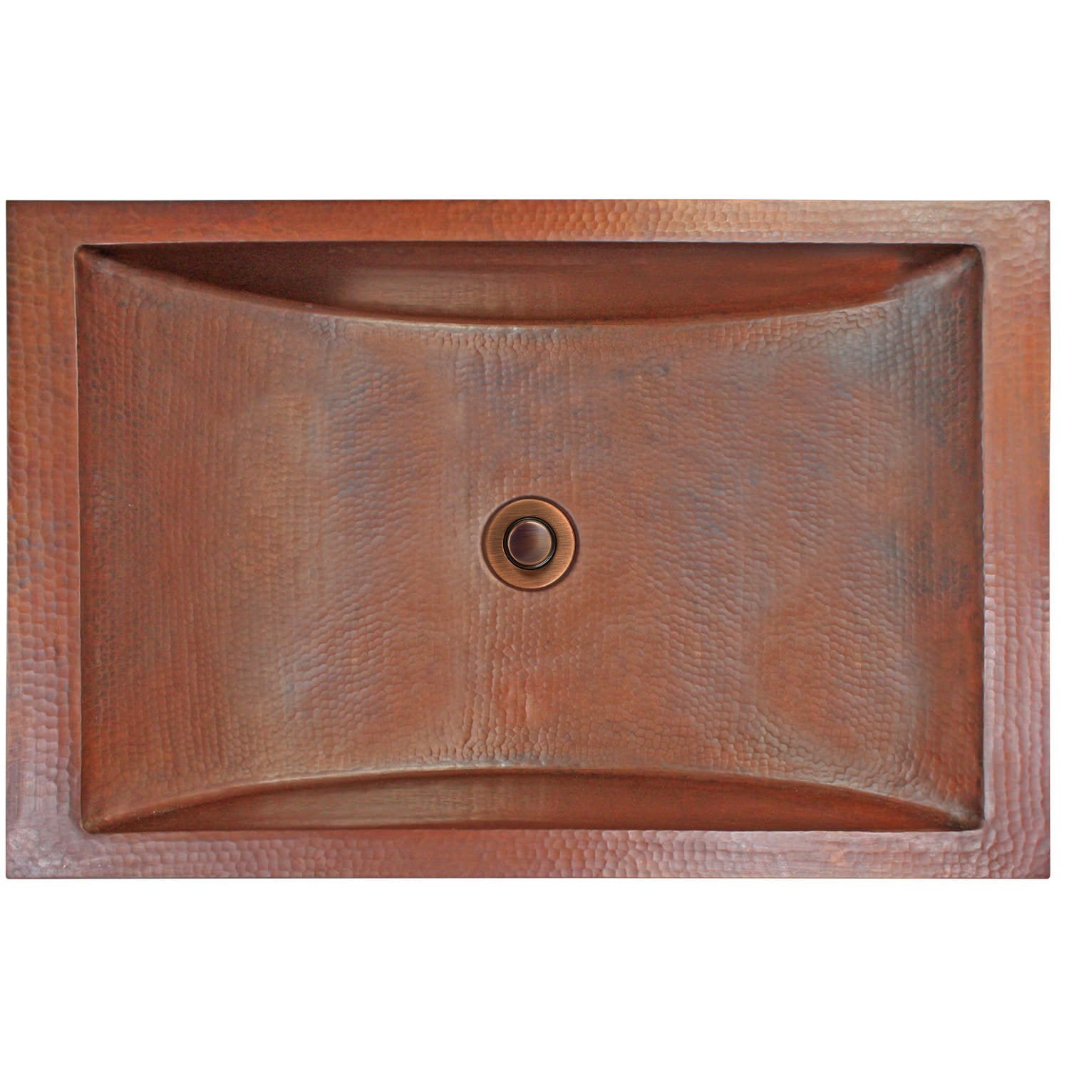 Linkasink Hammered Rectangular Crescent Drop-In or Undermount Sink 21" by Linkasink