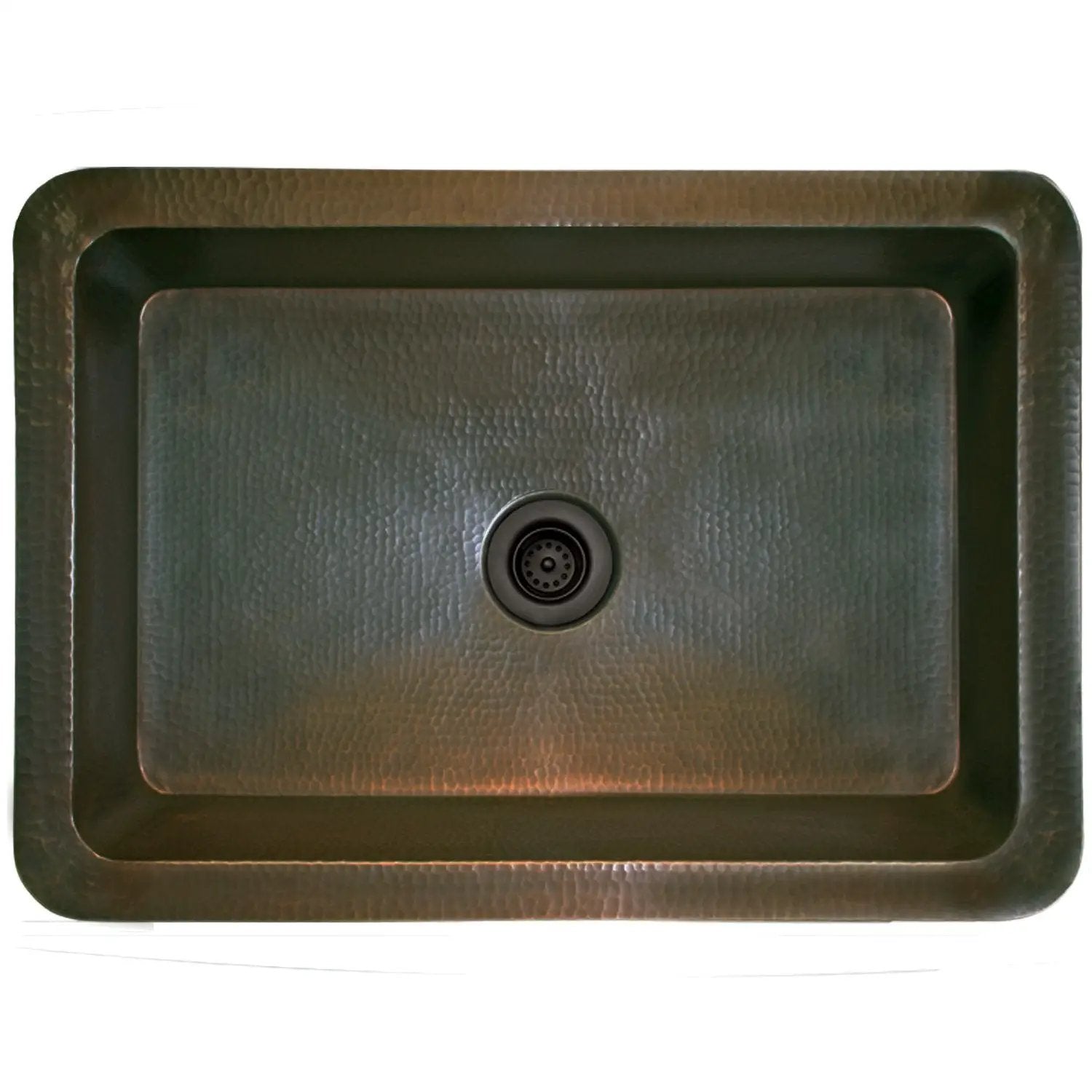 Linkasink Hammered Rectangular Box Drop-In or Undermount Sink 20" by Linkasink