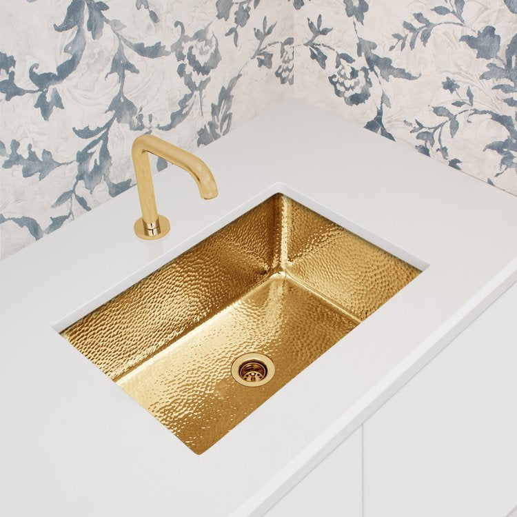 polished unlacquered brass sink