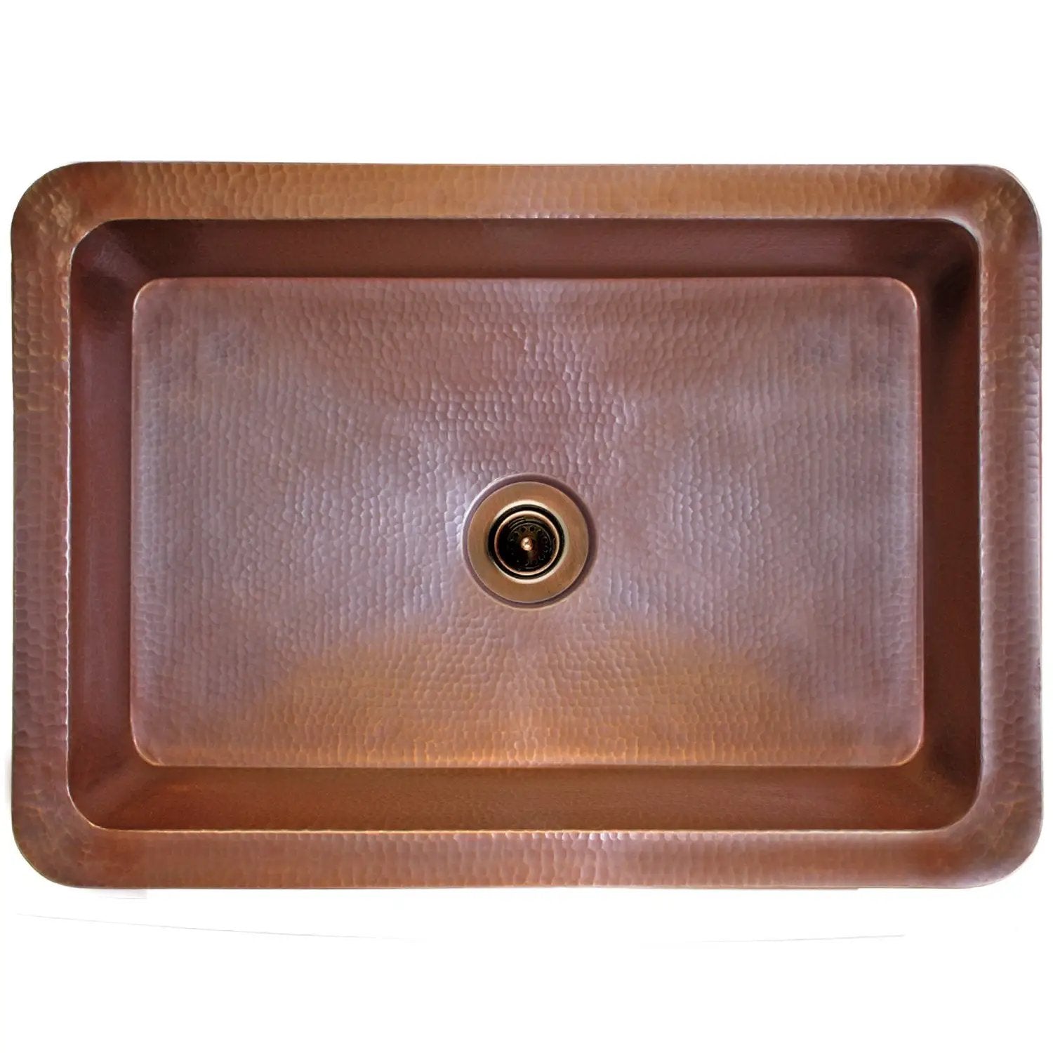 Linkasink Hammered Rectangular Box Drop-In or Undermount Sink 20" by Linkasink