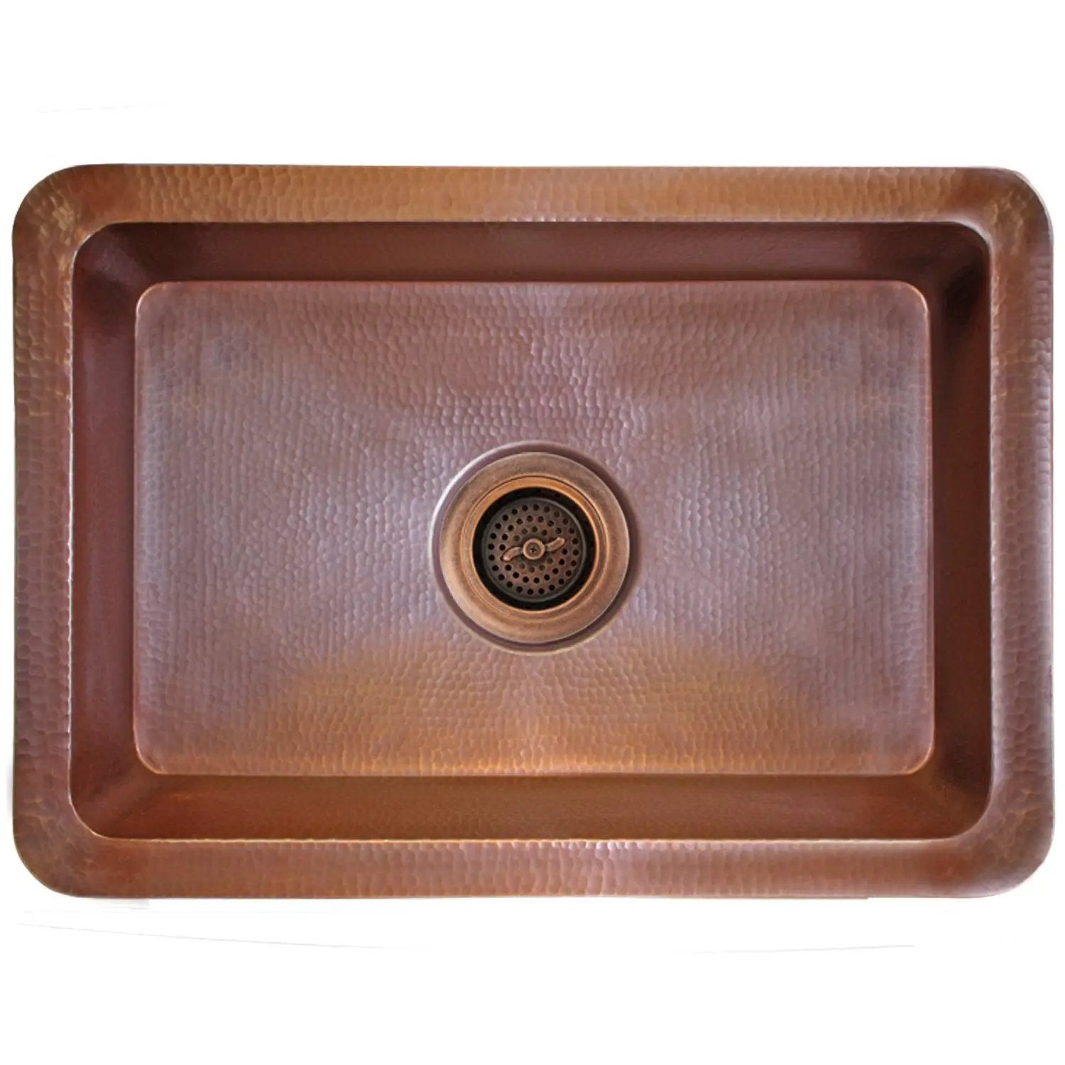 Linkasink Hammered Rectangular Box Drop-In or Undermount Sink 20" by Linkasink