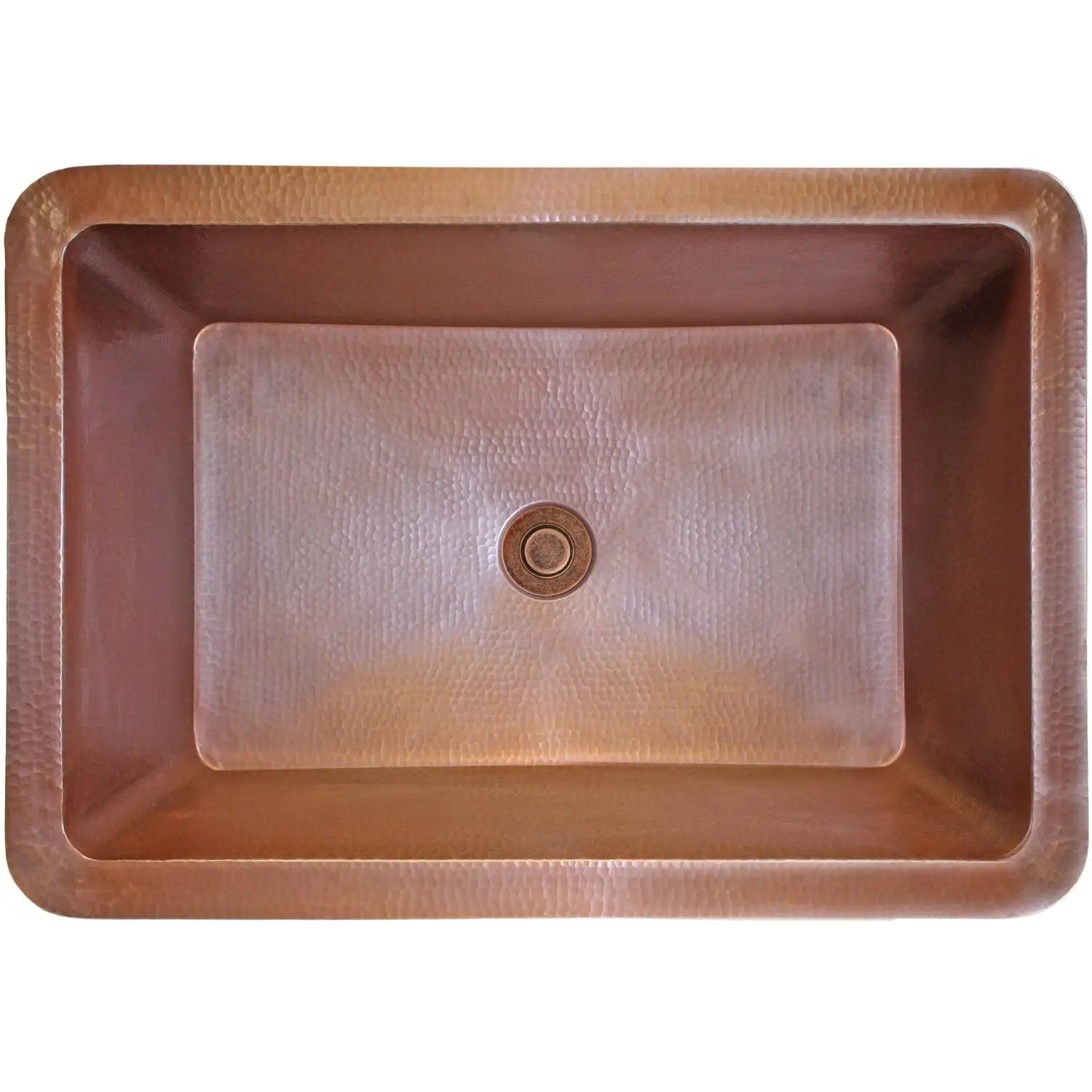 Linkasink Hammered Rectangular Box Drop-In or Undermount Sink 20" by Linkasink
