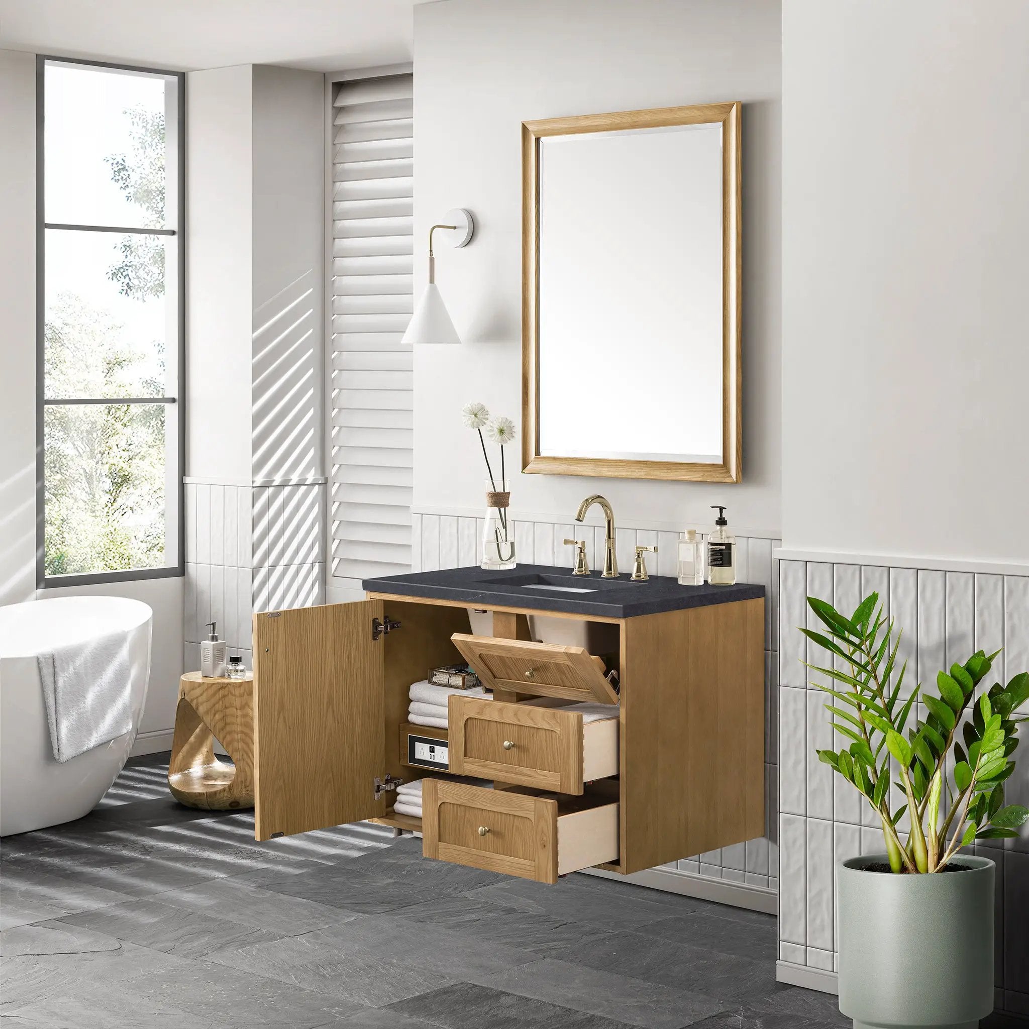 light natural oak vanity