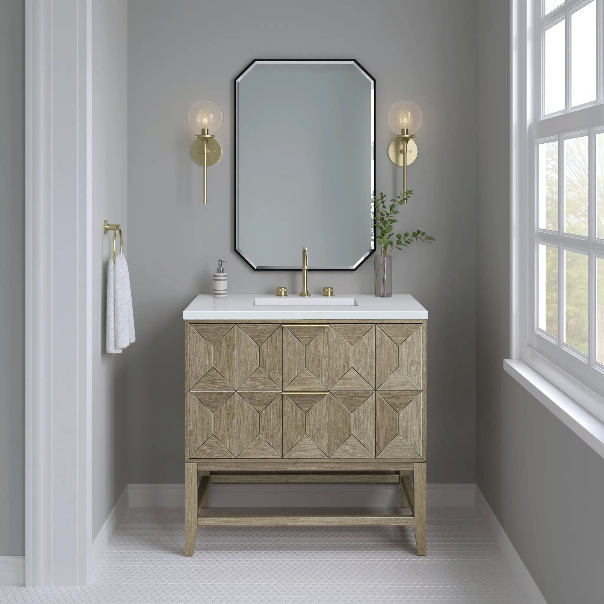 pebble oak vanity