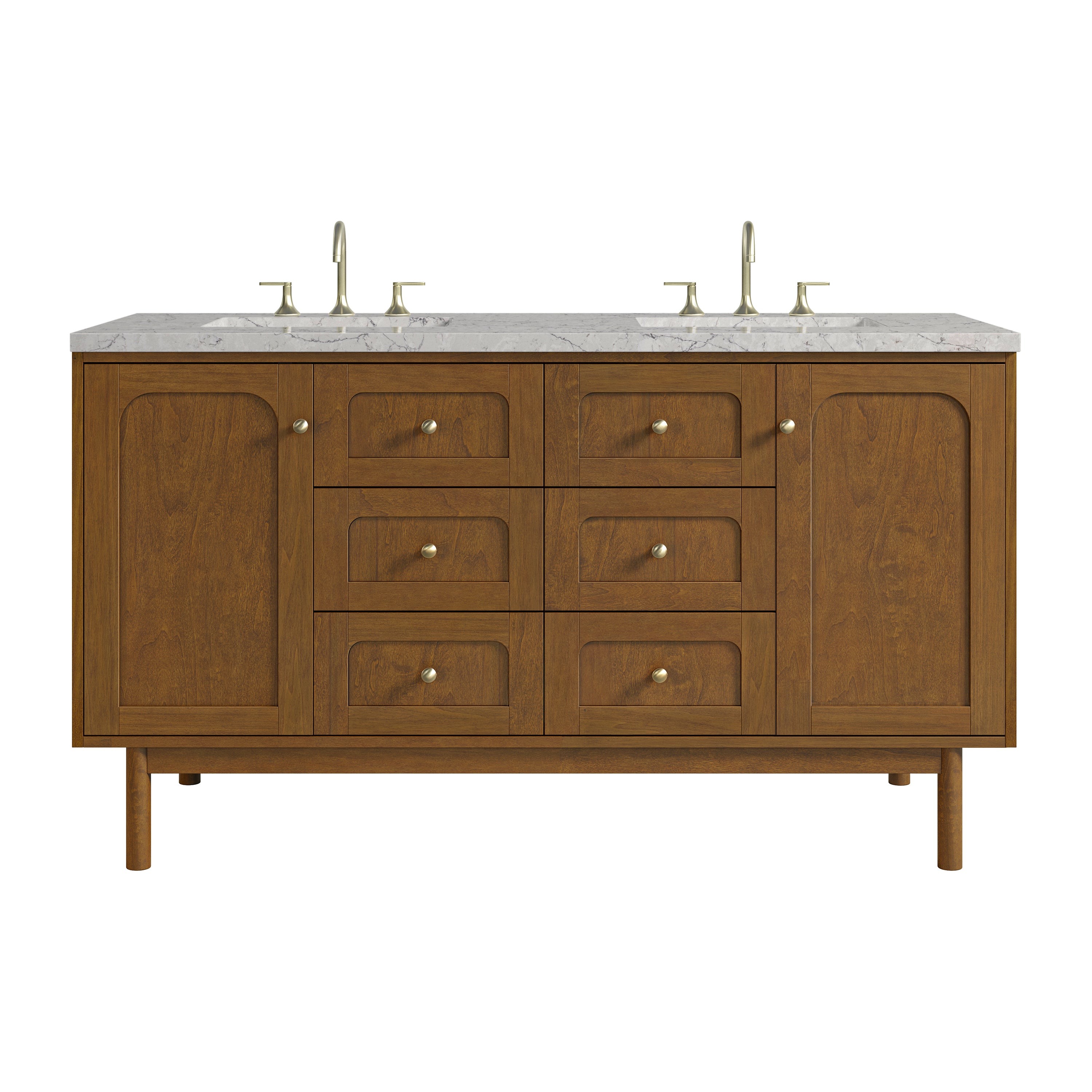 James Martin Laurent 60" Double Vanity Set - Honey Oak