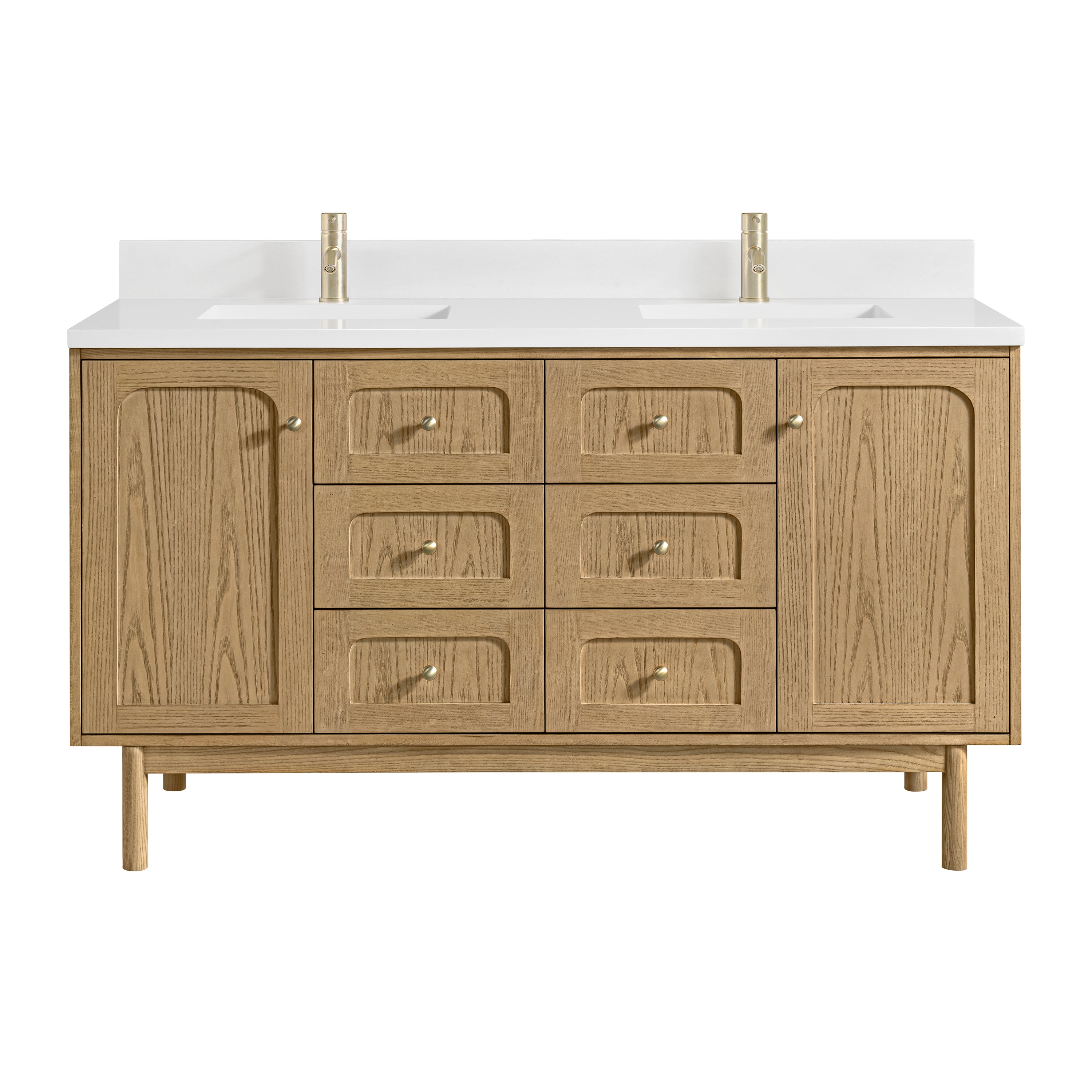 James Martin Laurent 60" Double Vanity Set - Light Natural Oak