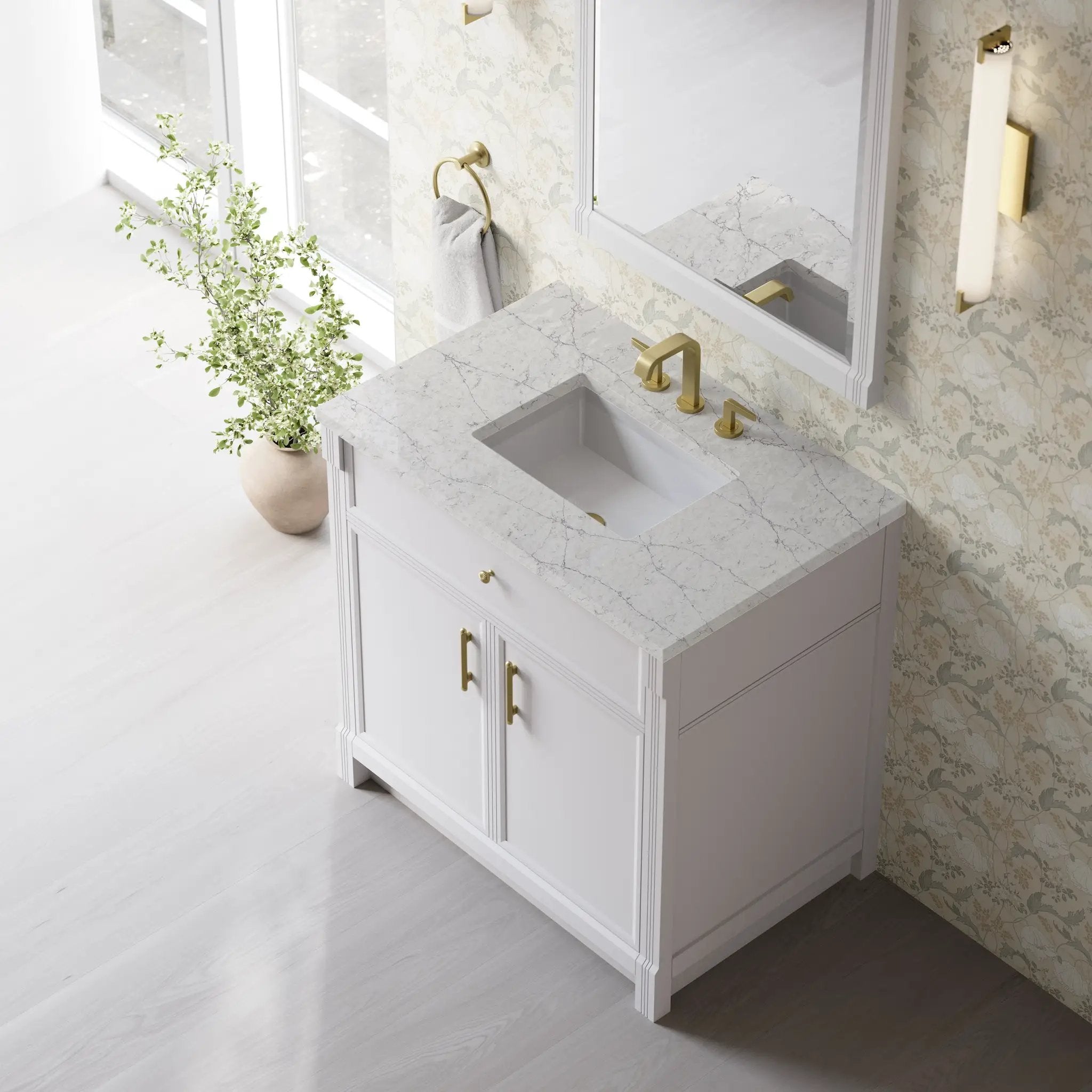 bright white vanity