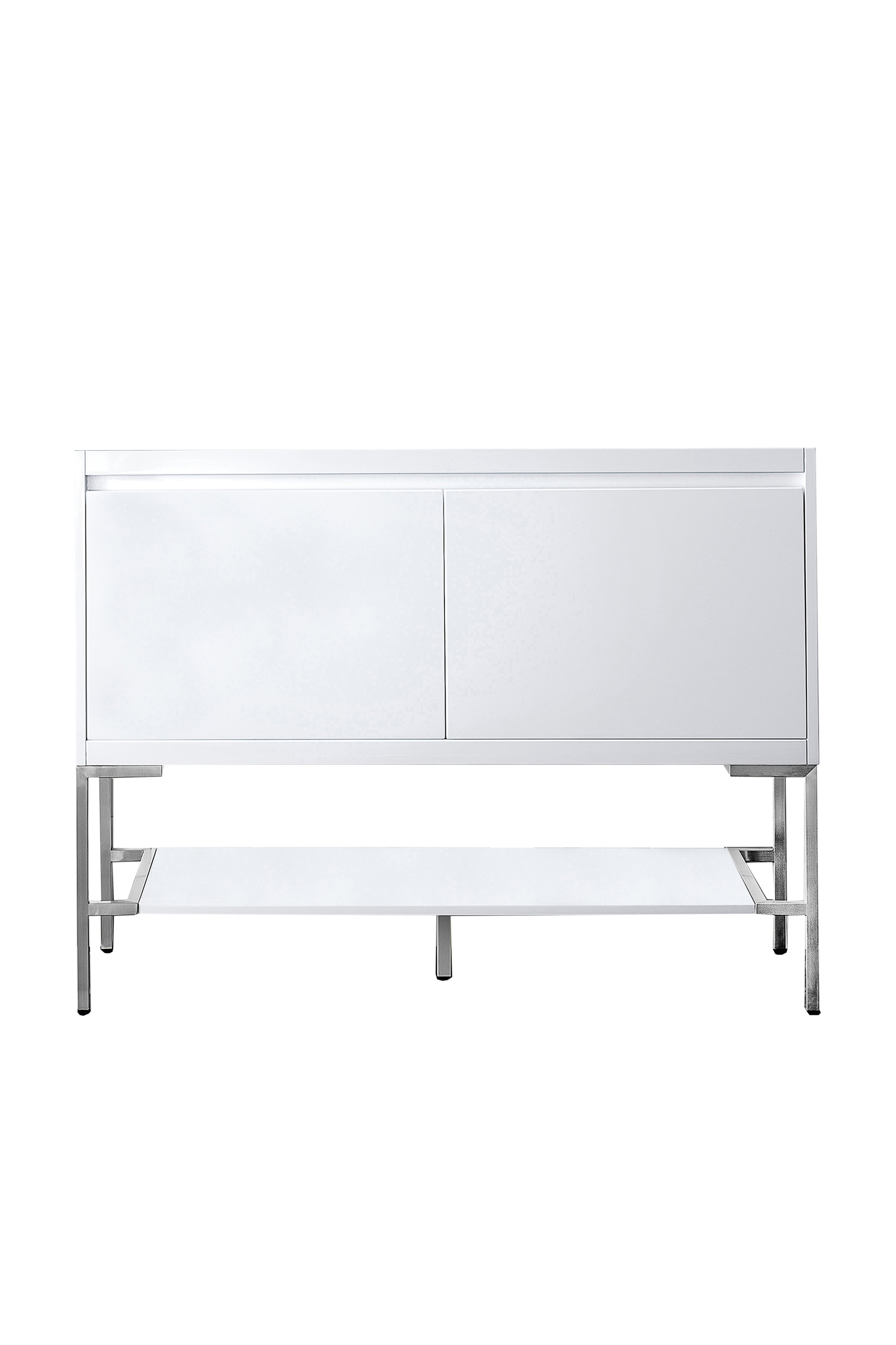 glossy white base vanity