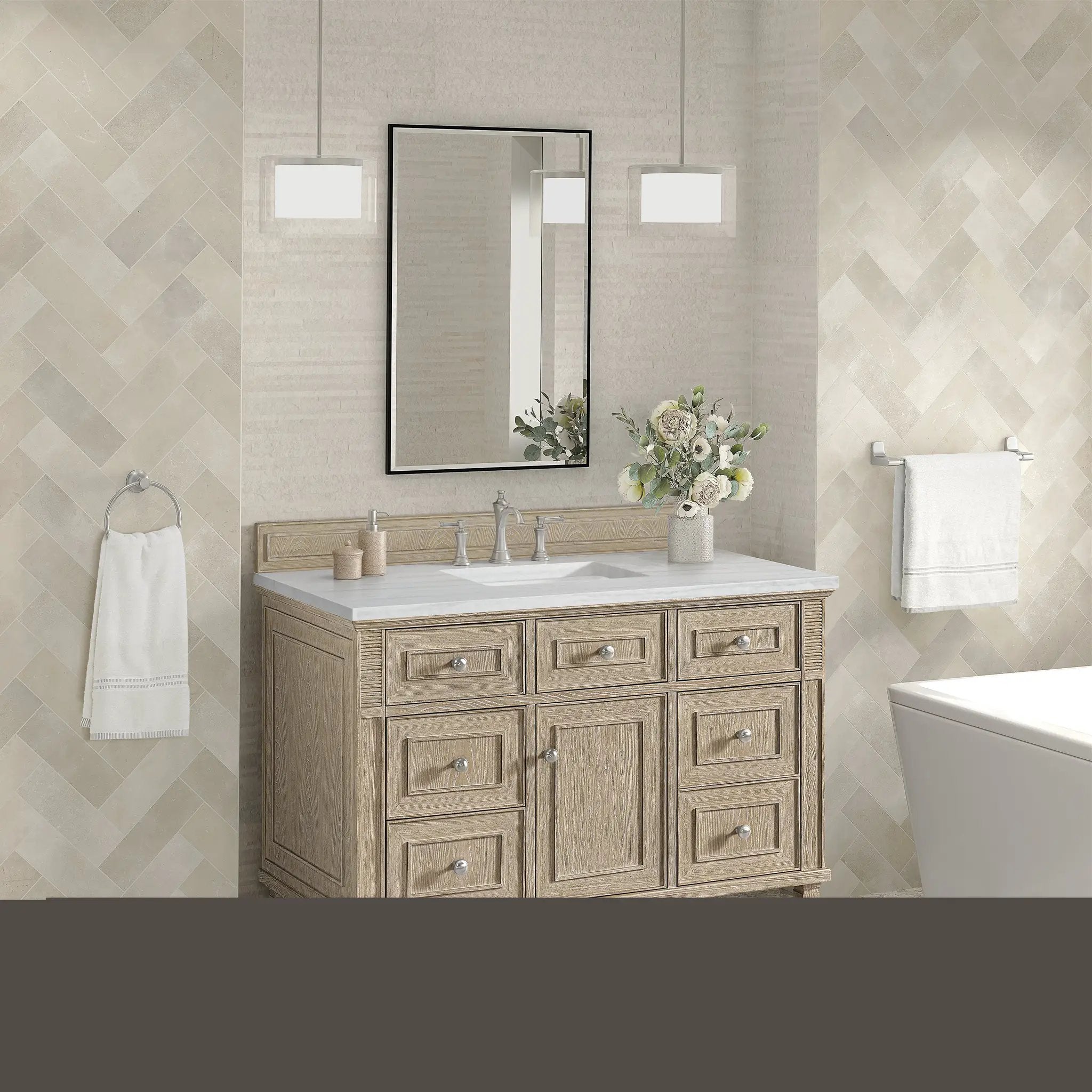 whitewashed oak vanity