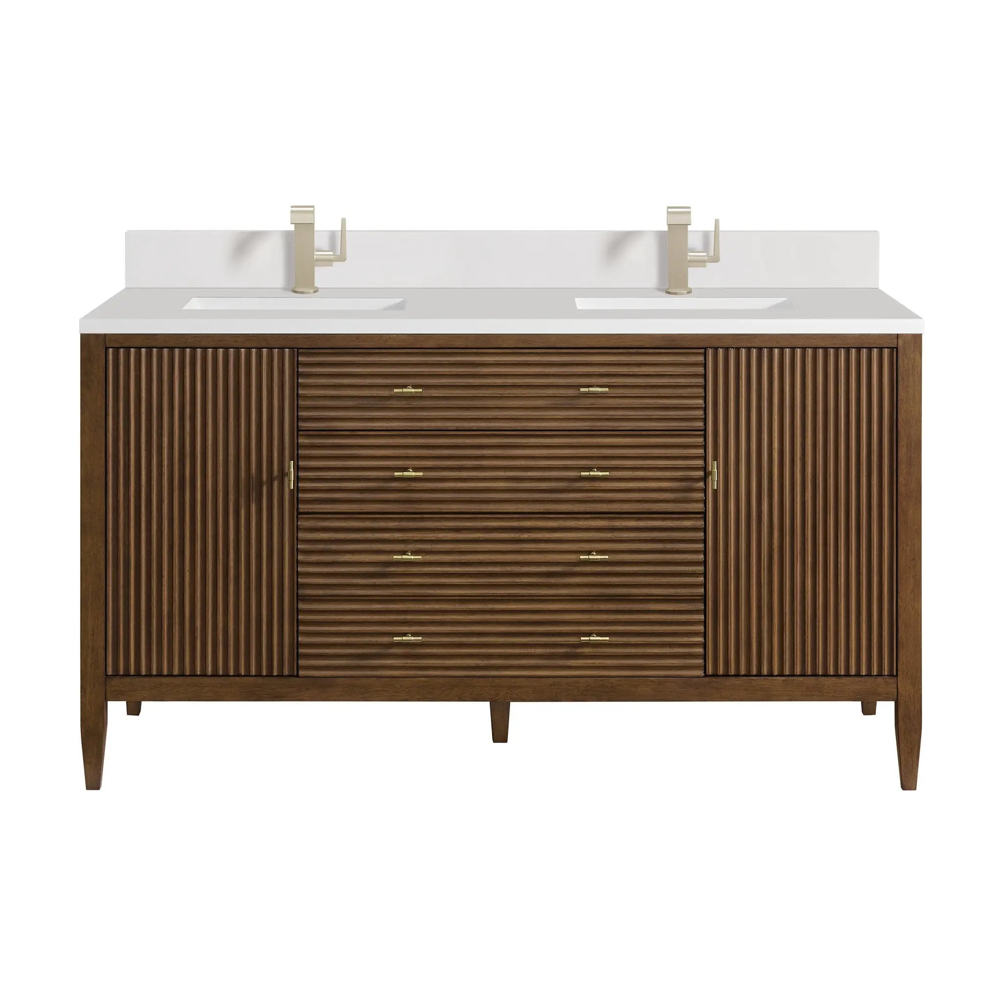 James Martin Myrrin 60" Double Vanity Set - Mid Century Walnut by James Martin Vanities