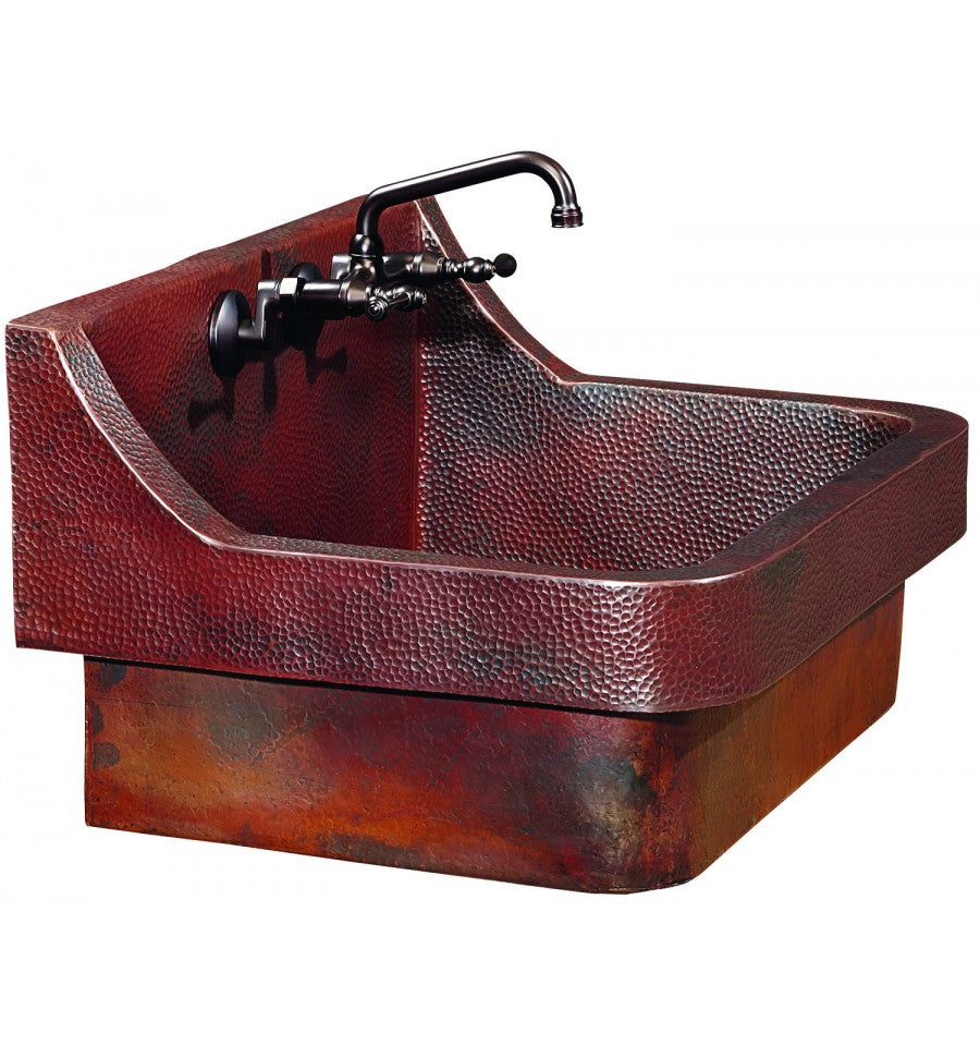 aged copper hammered sink