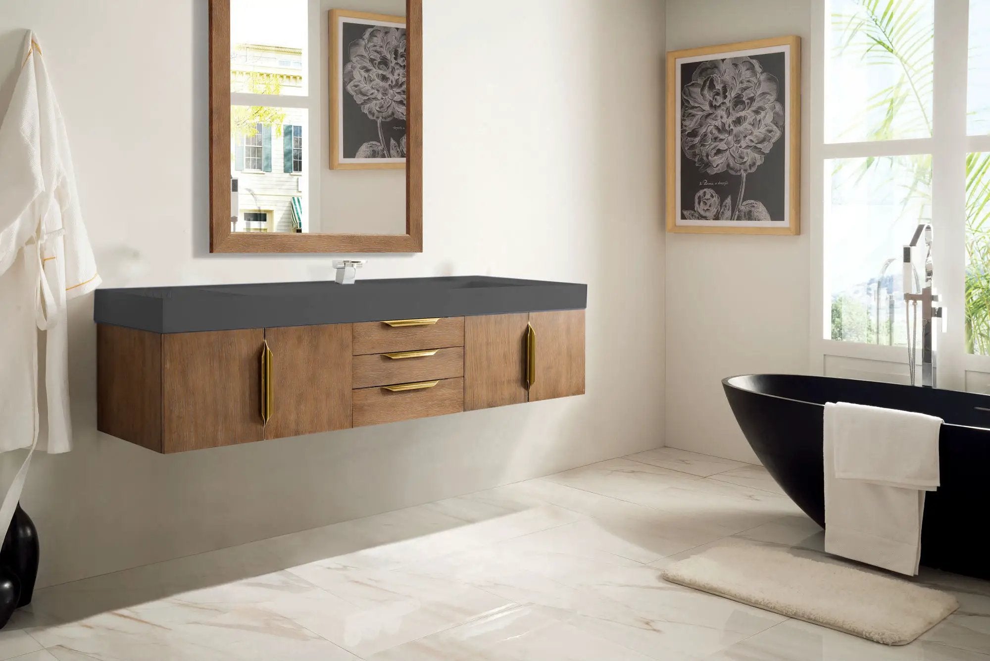 latte oak vanity