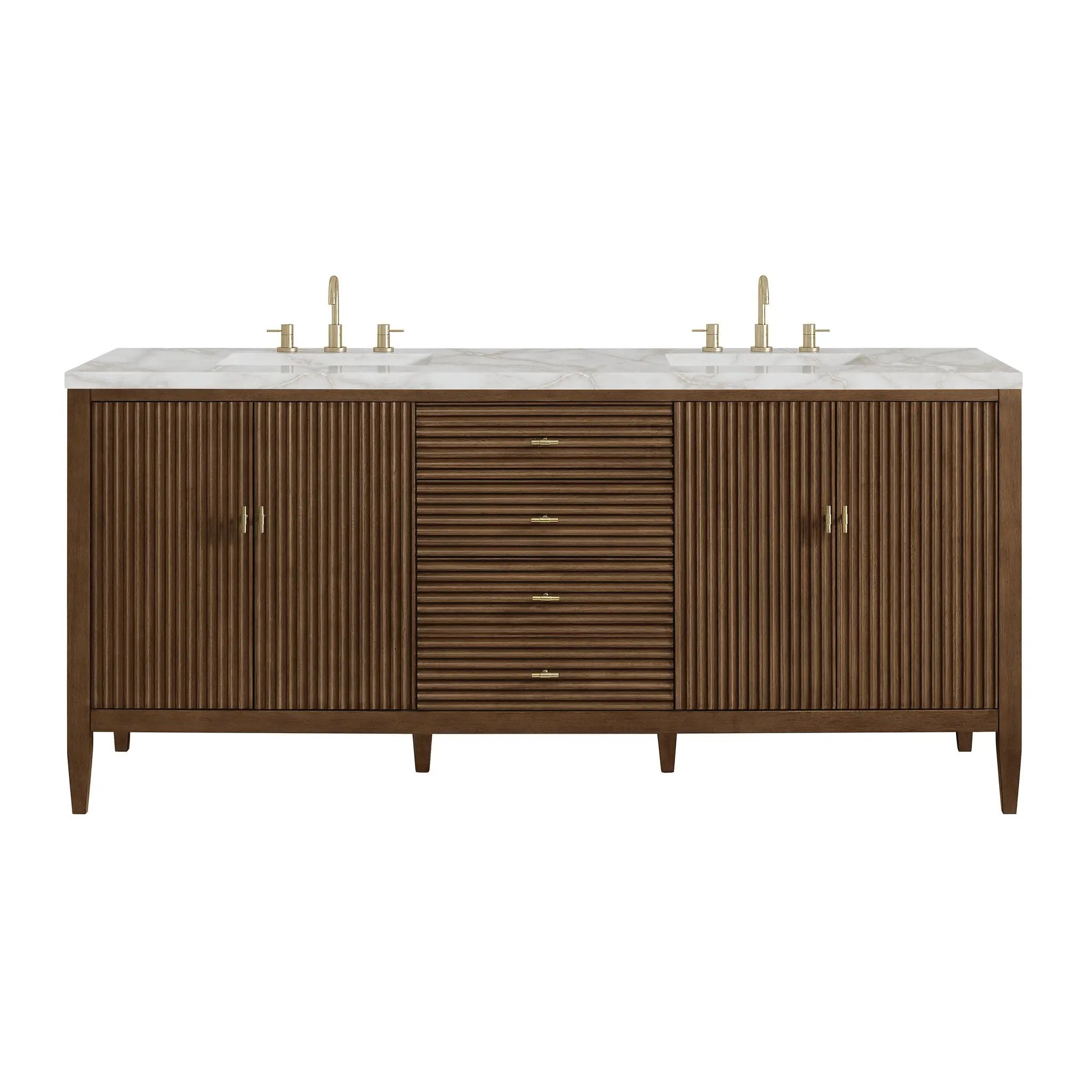 James Martin Myrrin 72" Vanity Set - Mid Century Walnut by James Martin Vanities