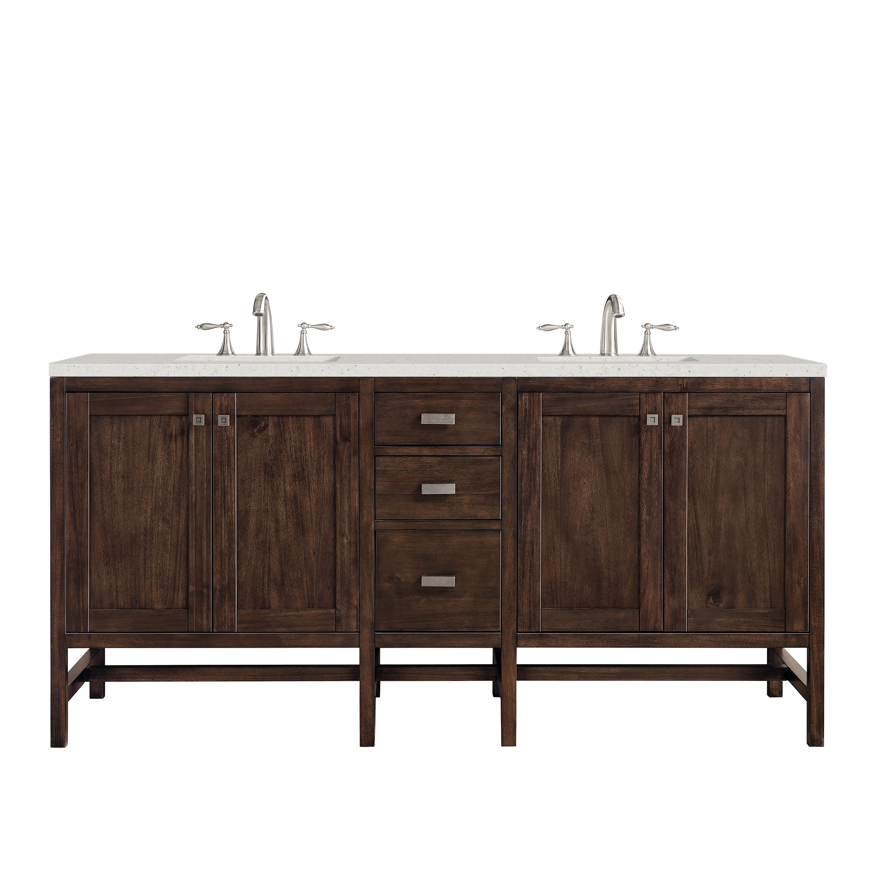 James Martin Addison 72" Double Vanity Set - Mid-Century Acacia