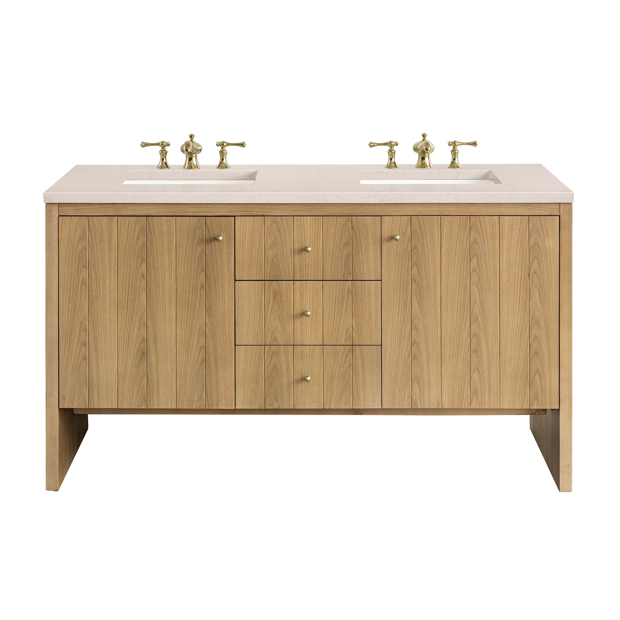 James Martin Vanities Hudson 60" Double Vanity - Light Natural Oak