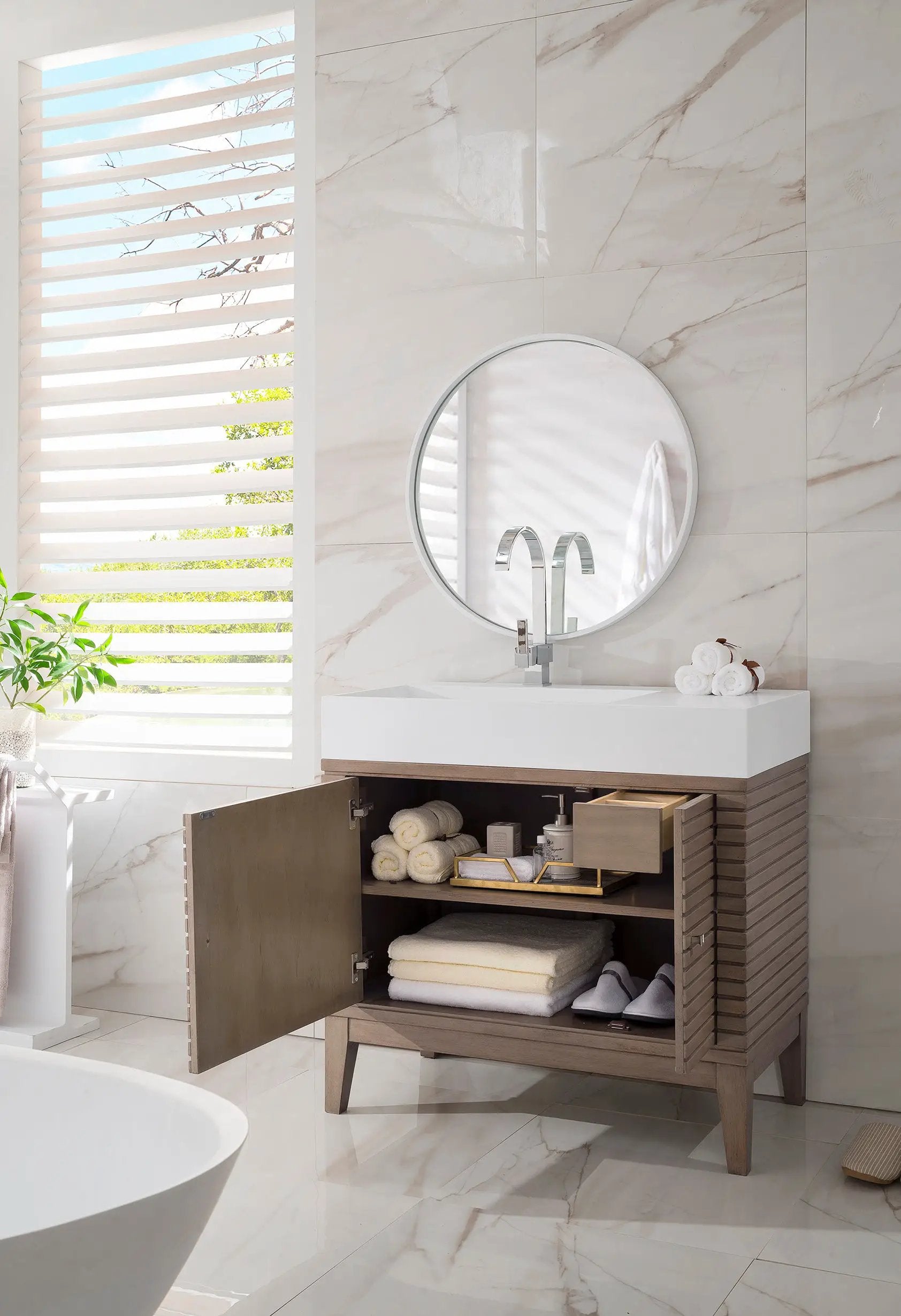 whitewashed walnut vanity