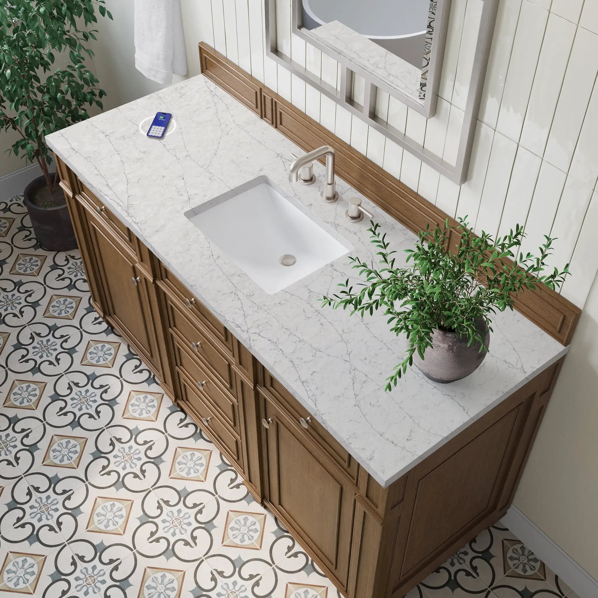 saddle brown vanity