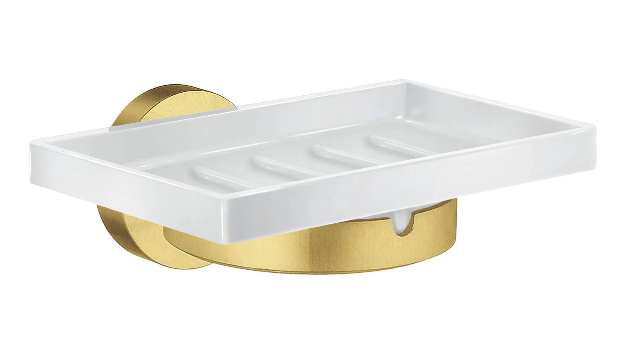 brushed brass/porcelain holder with soap dish