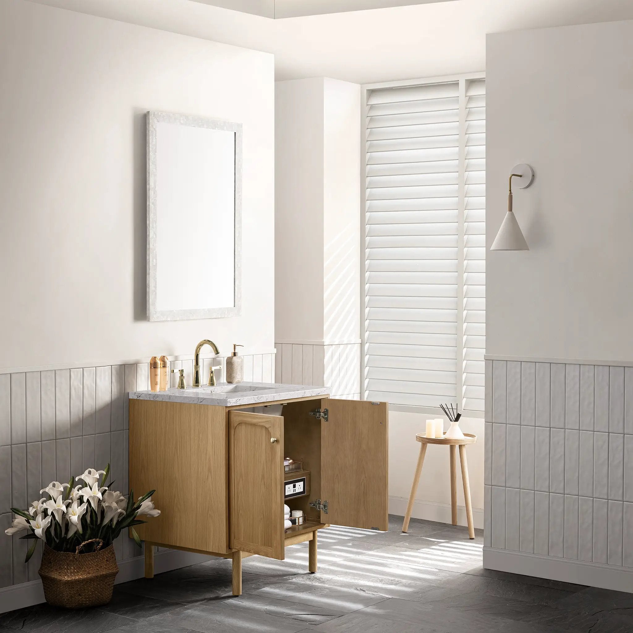 light natural oak vanity