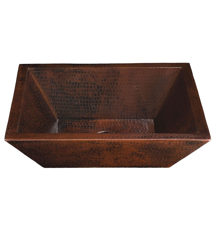 aged copper hammered sink