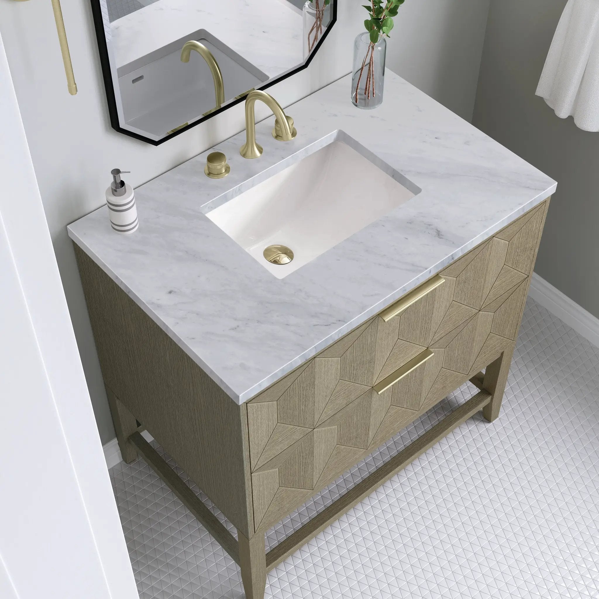 pebble oak vanity