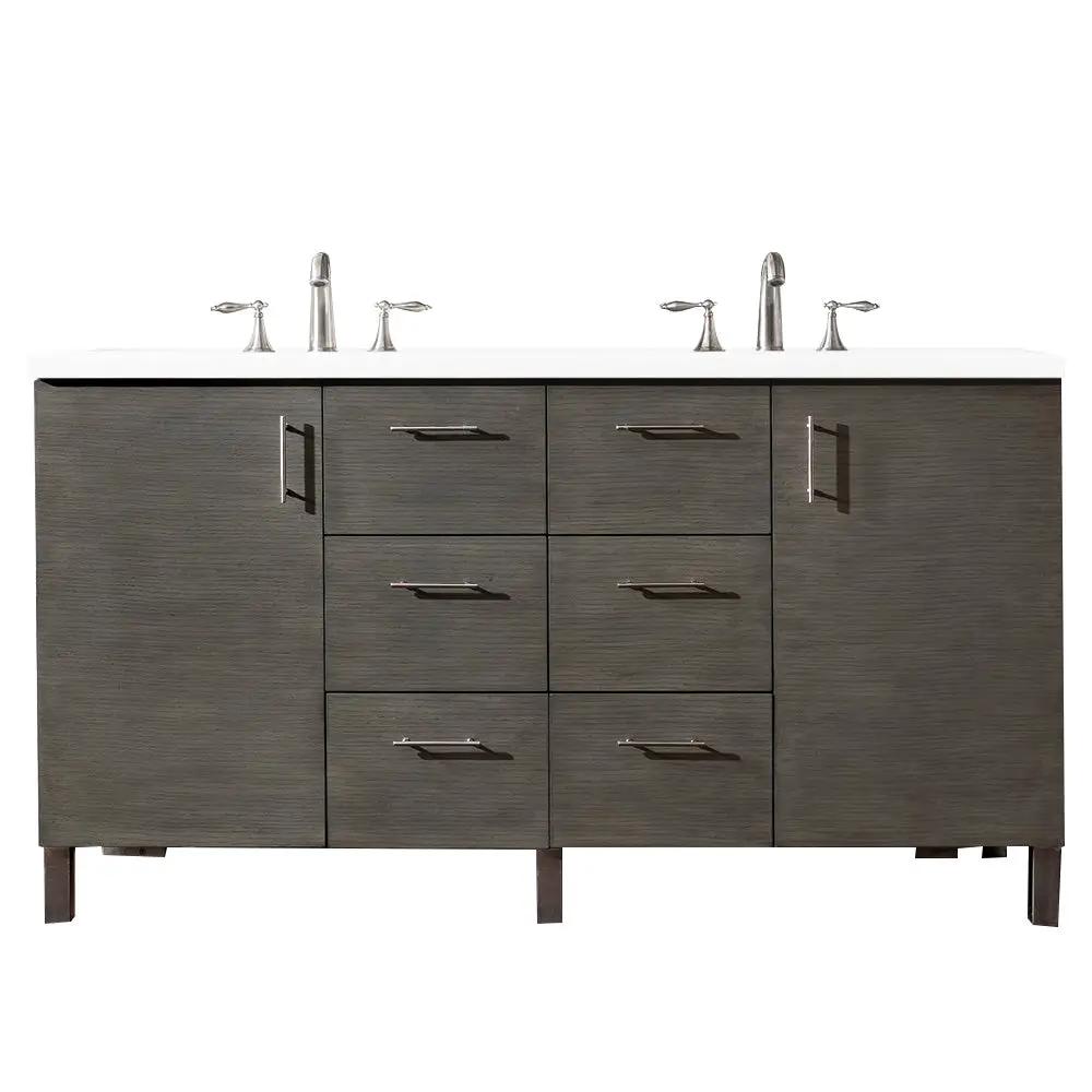 James Martin Metropolitan 60" Double Vanity Set - Silver Oak by James Martin Vanities