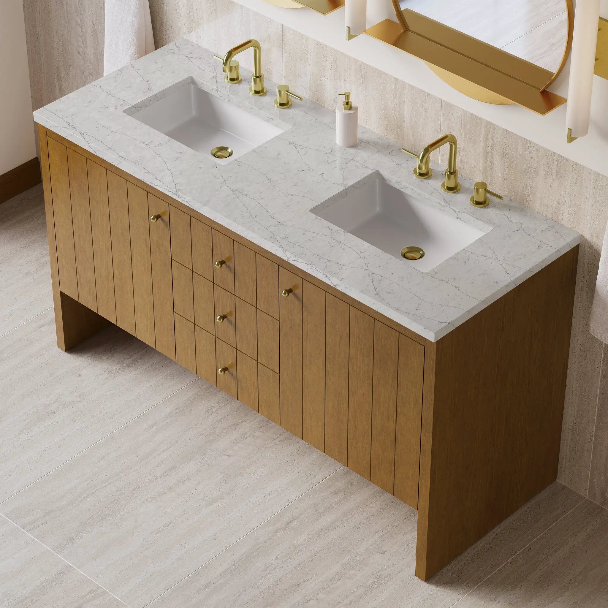 honey oak vanity