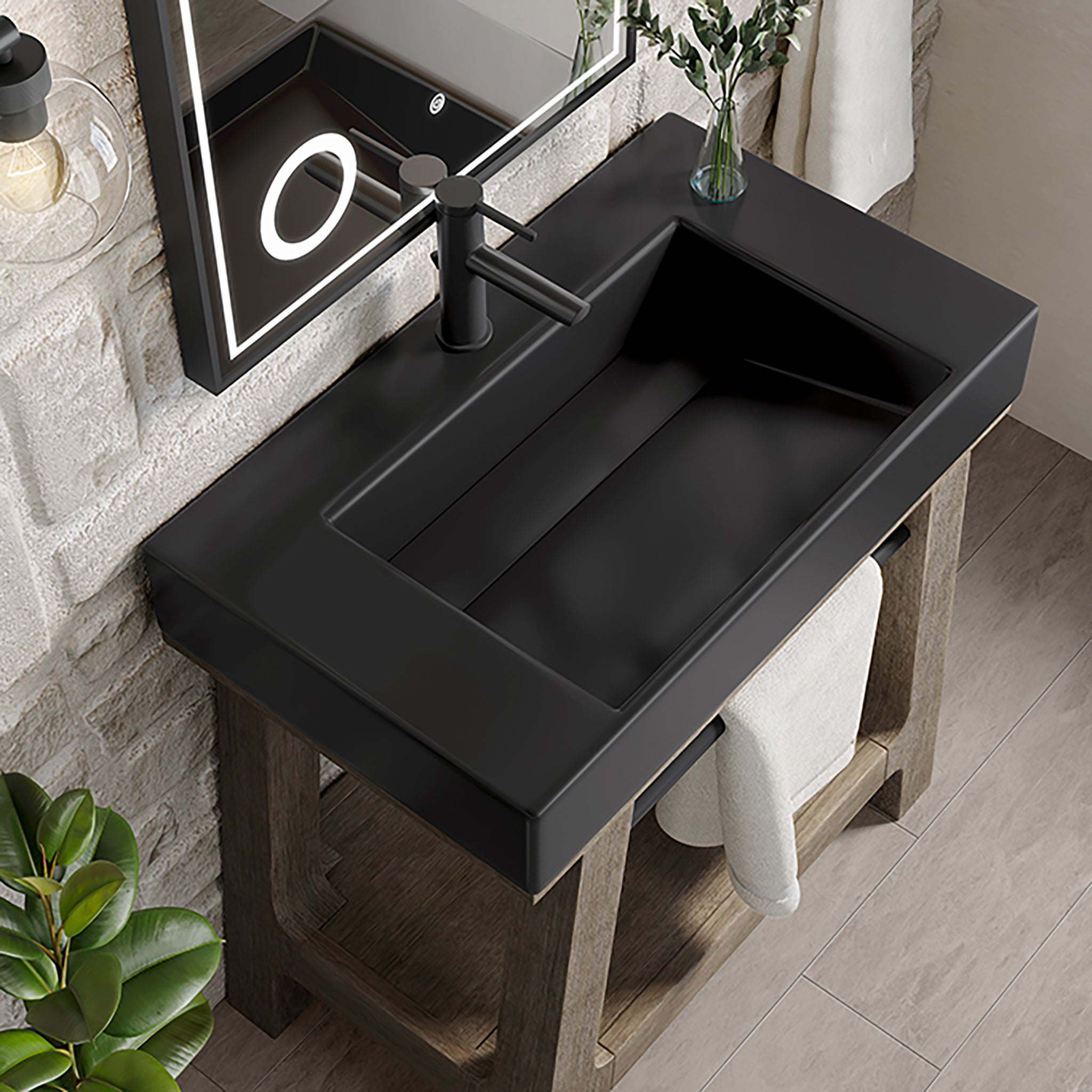 black matte sink console