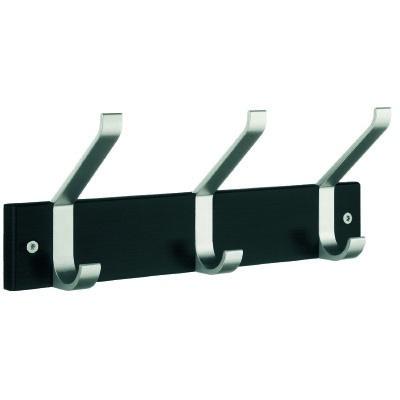 black wood/satin aluminium coat and hat rack