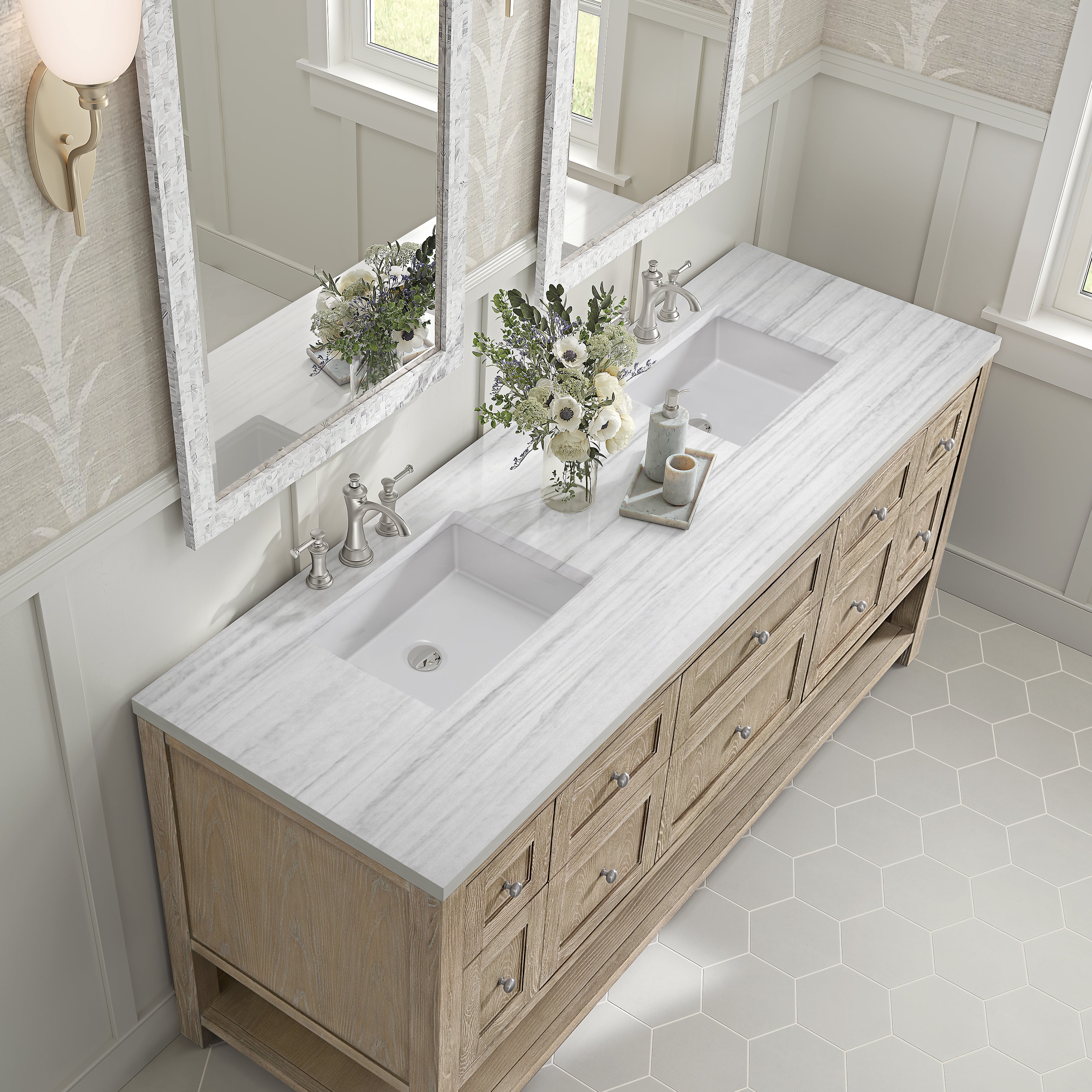 white zeus quartz top vanity
