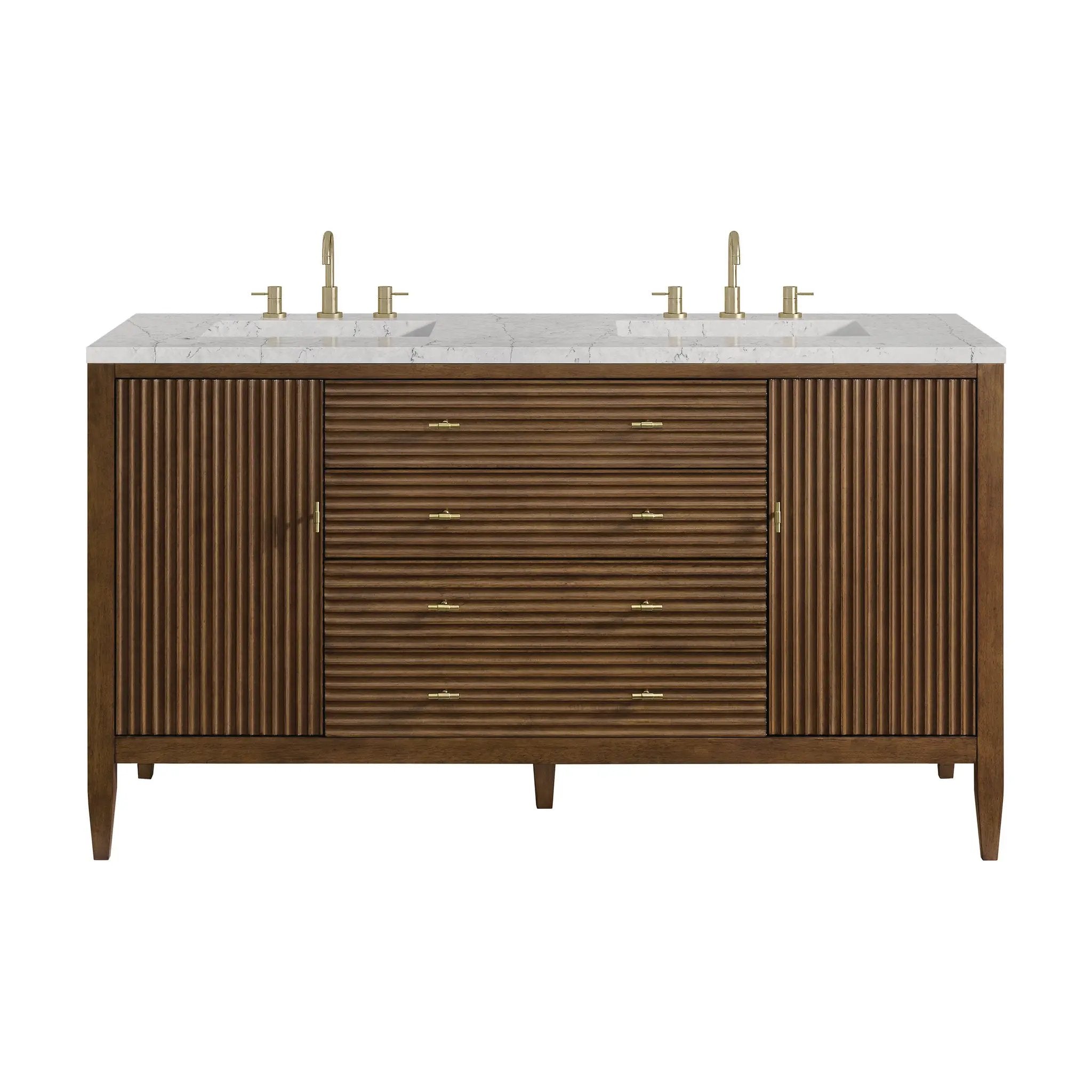 James Martin Myrrin 60" Double Vanity Set - Mid Century Walnut by James Martin Vanities