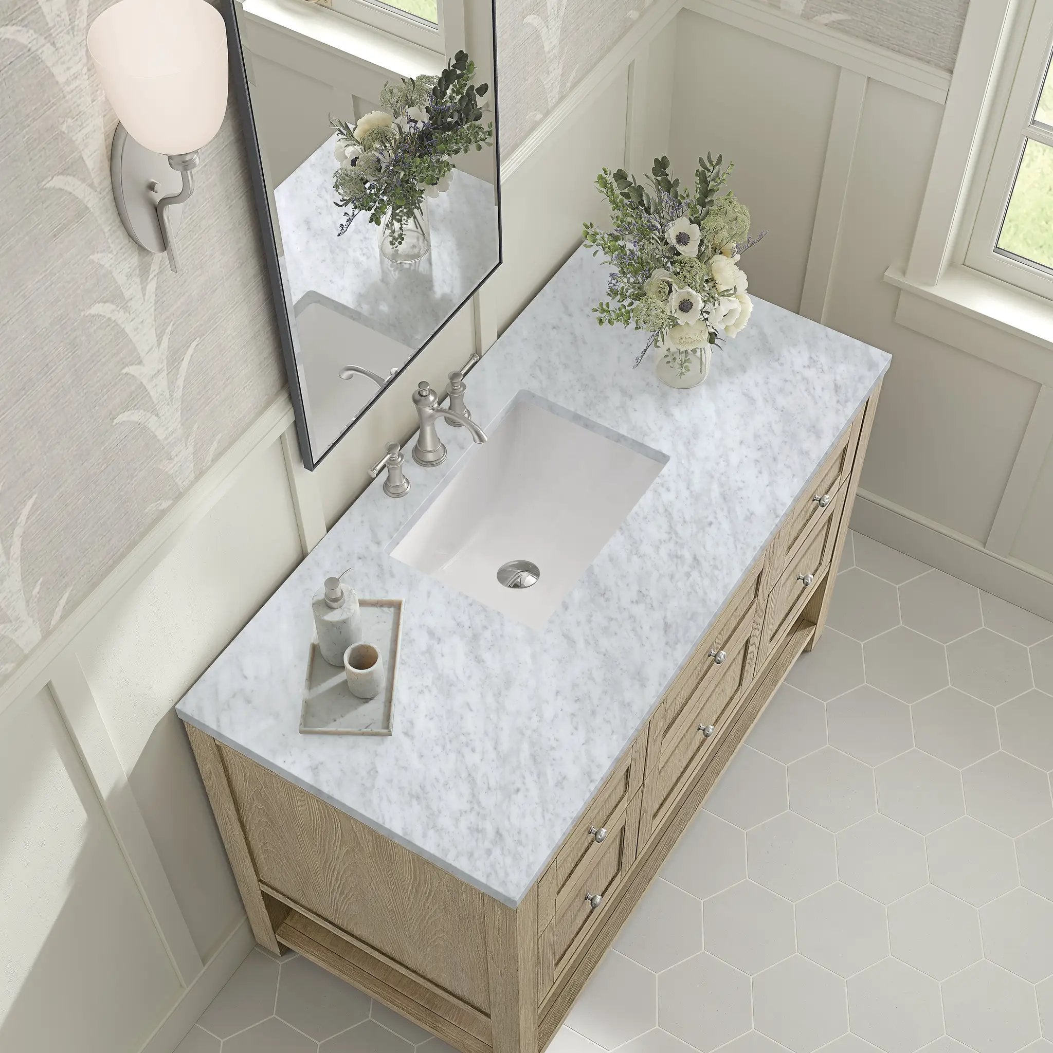 whitewashed oak vanity