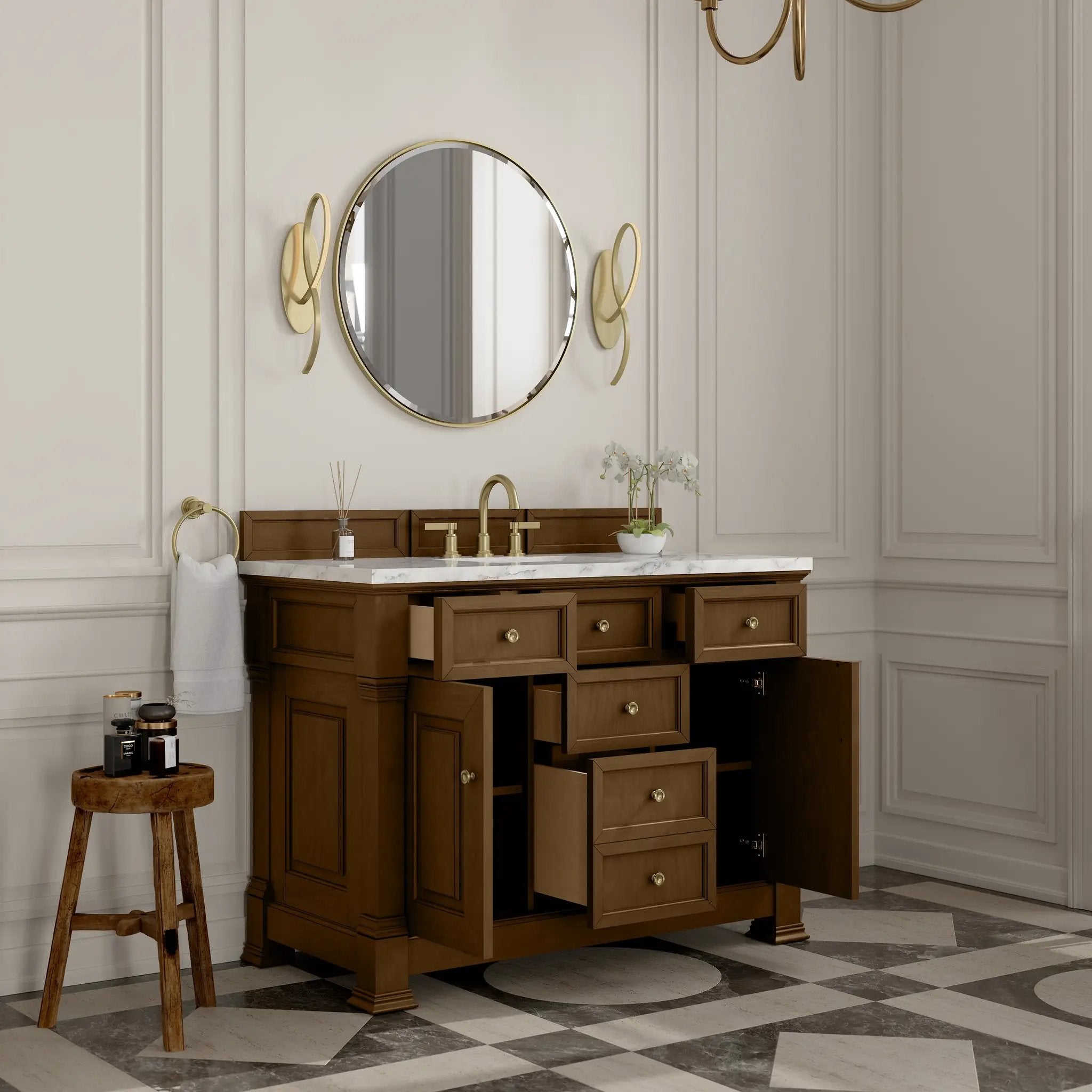 honey oak vanity