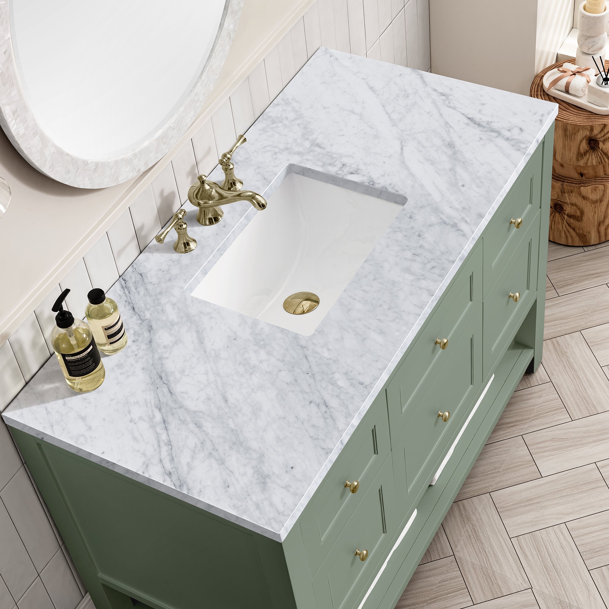 carrara marble top vanity
